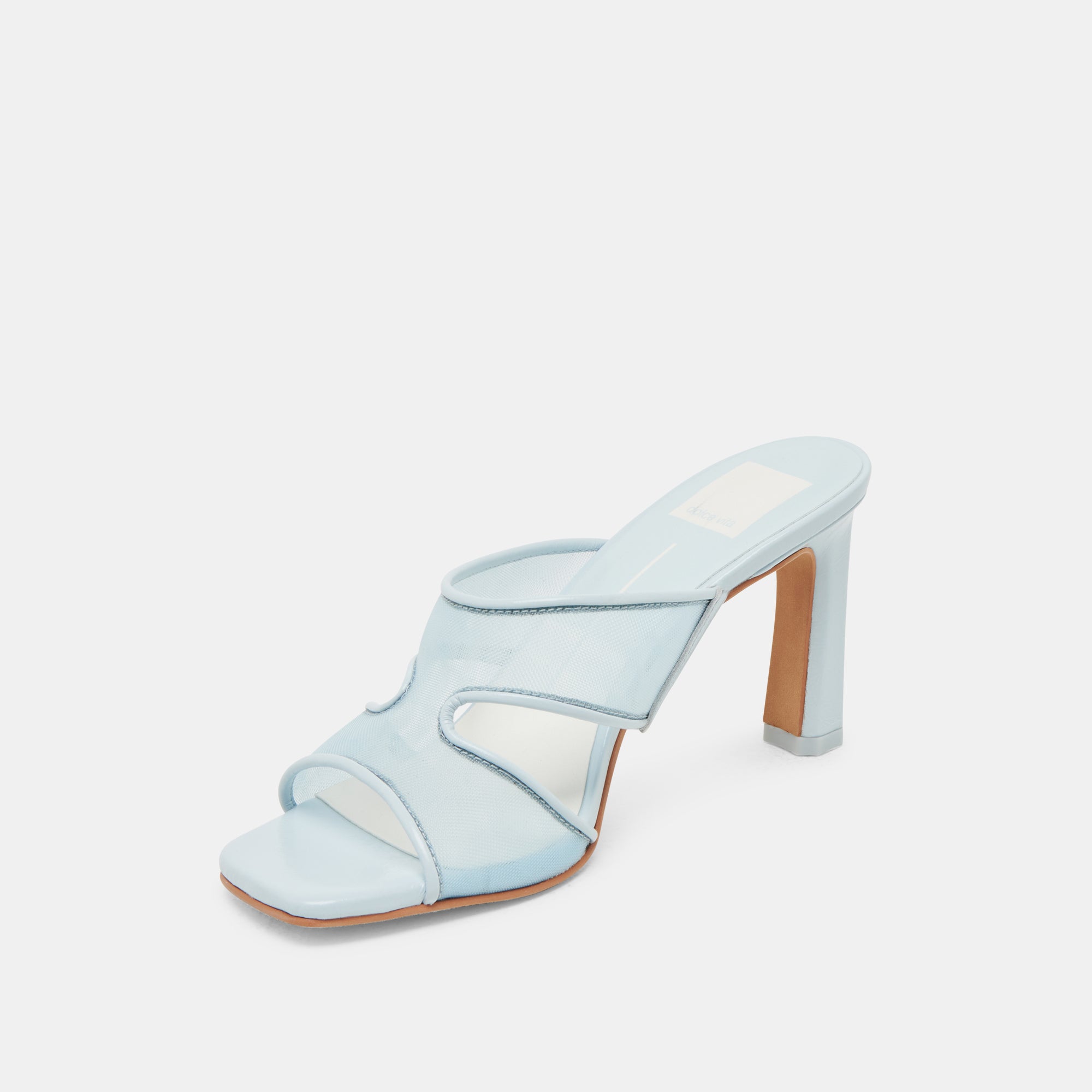 GITEL Women's Wide Heel Sandals - Ice Blue Mesh Summer Shoes for Beach, Party & Casual Outings