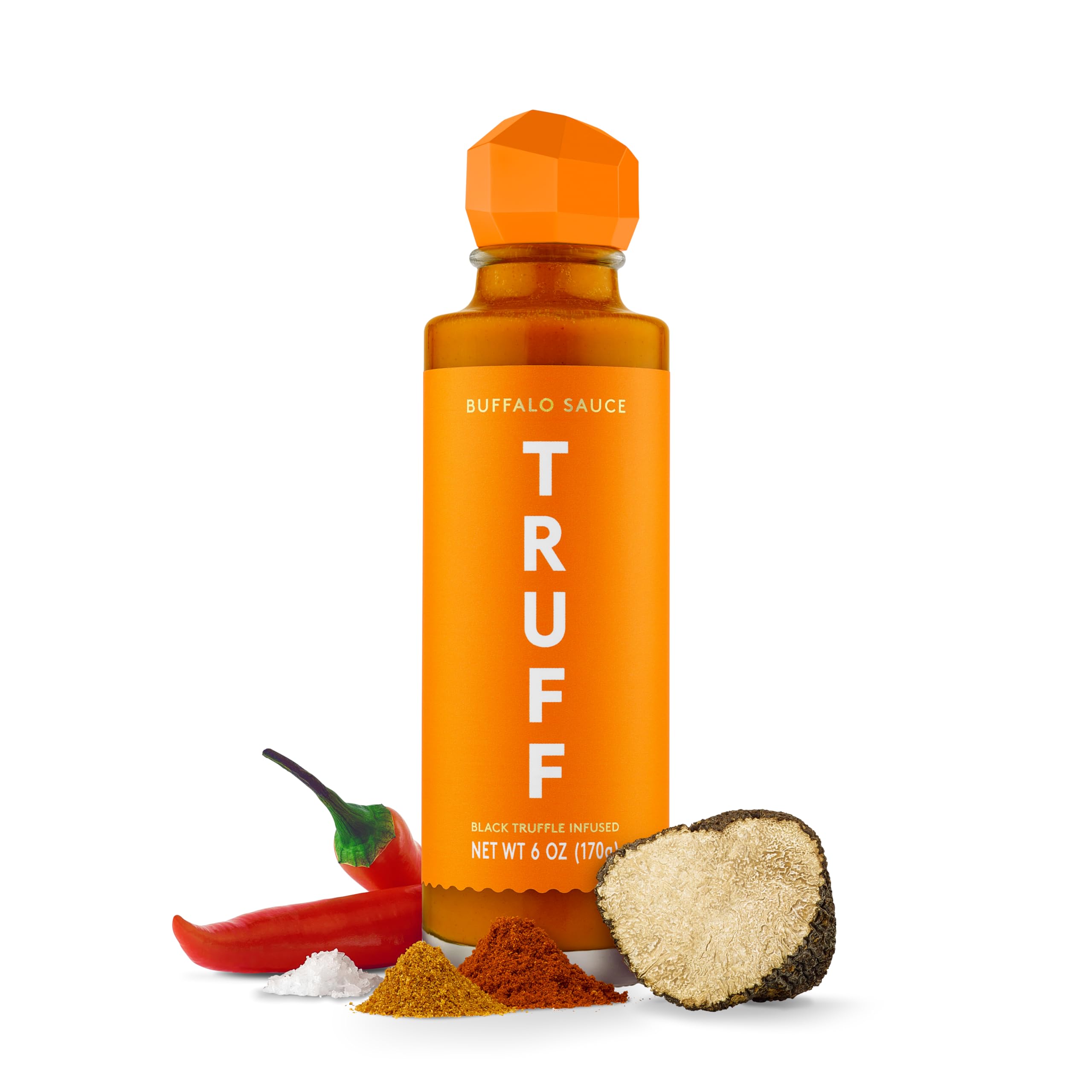 TRUFF Buffalo Hot Sauce - Premium Gourmet Sauce with Red Cayenne Peppers, Black Truffle Oil & Agave Nectar | Unique Flavor Experience | 6 oz Bottle | Perfect for Wings, Pizza, Burgers & Gourmet Cooking