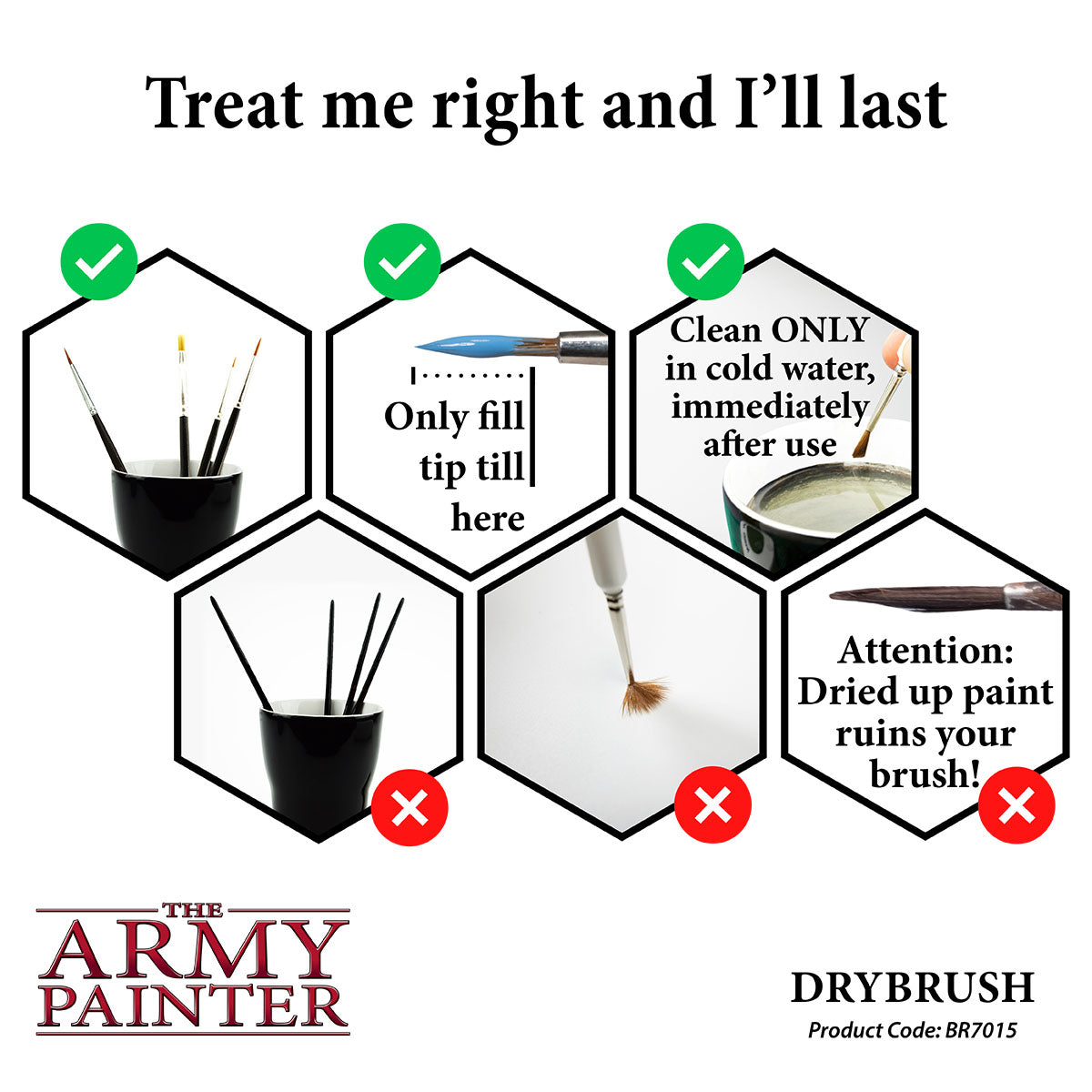 Dry Brush for Miniature Painting - Professional Hobby Brush Set for Warhammer, D&D & Model Kits - Perfect for Detailing, Dry Brushing & Texture Effects