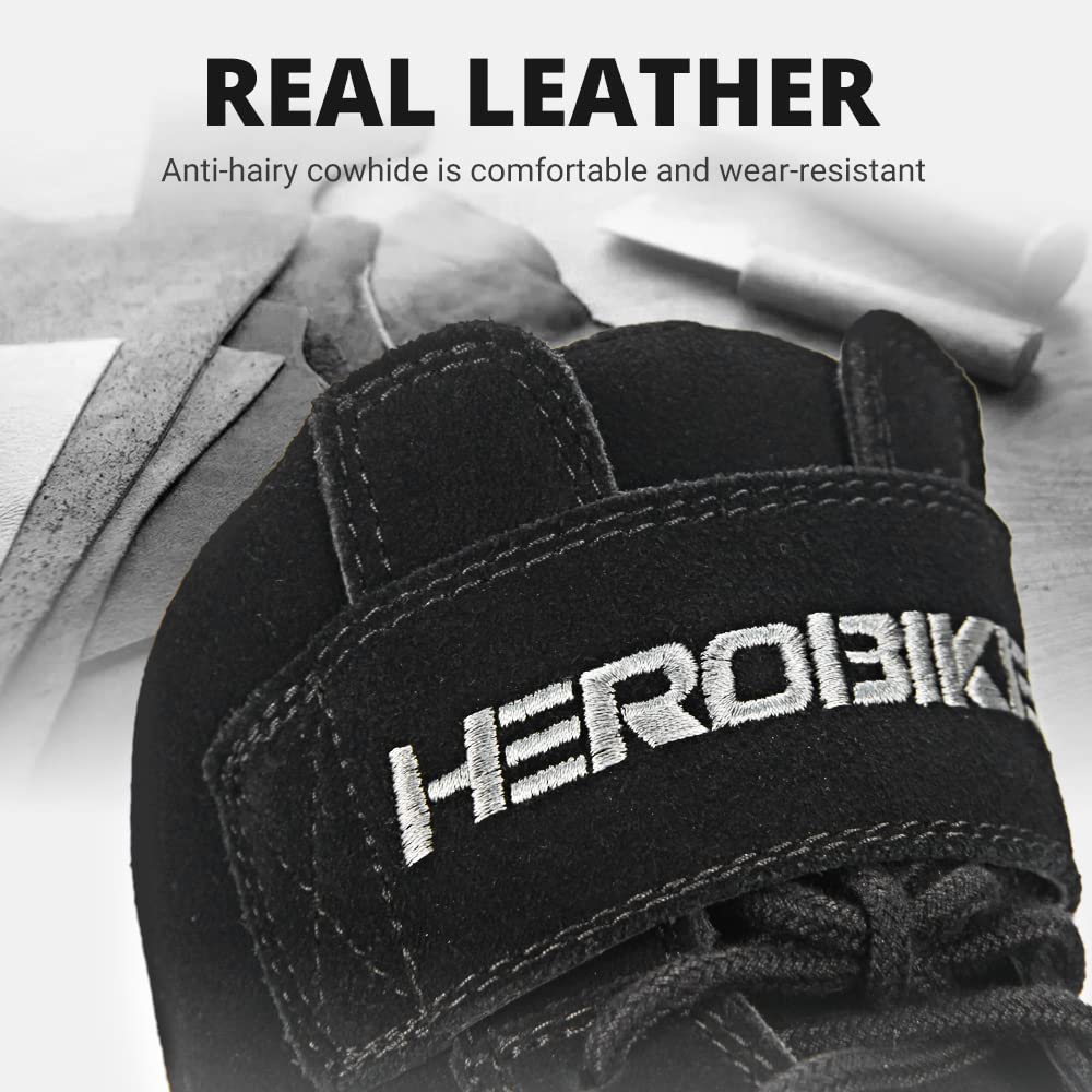 HEROBIKER Men's Motorcycle Combat Boots - Durable Racing & Hiking Shoes for Outdoor Work & Adventure - Mid Ankle Safety Footwear for Riding, Construction & Tough Terrain