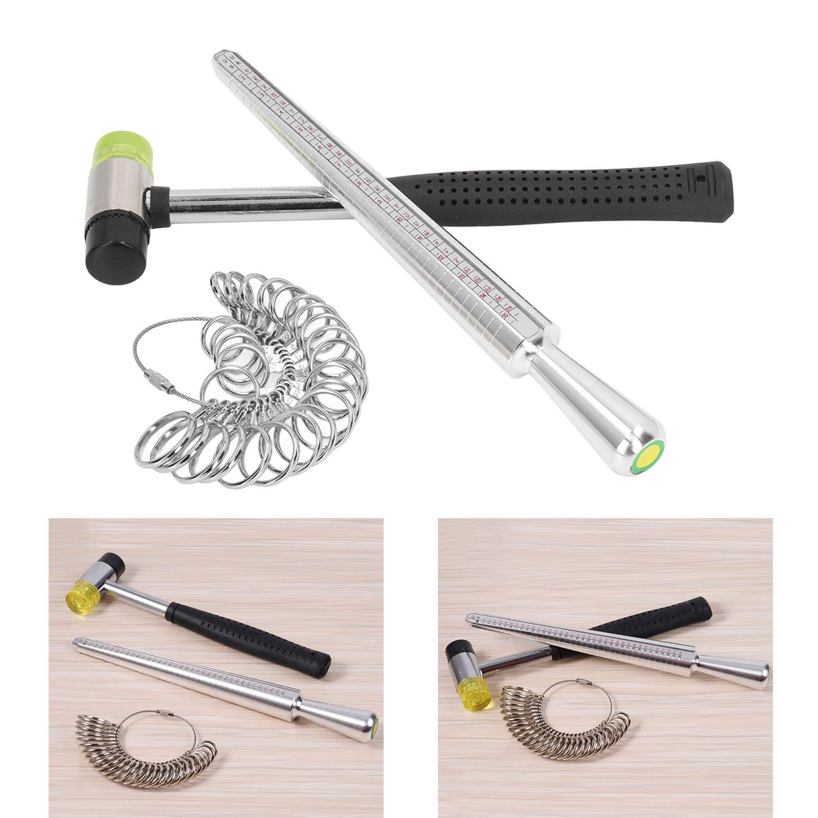 Professional Ring Mandrel & Sizer Set with Rubber Hammer - Jewelry Making Tools for Ring Sizing, Measurement & Repair - Perfect for Jewelers, DIY Crafts, and Ring Resizing at Home or Workshop