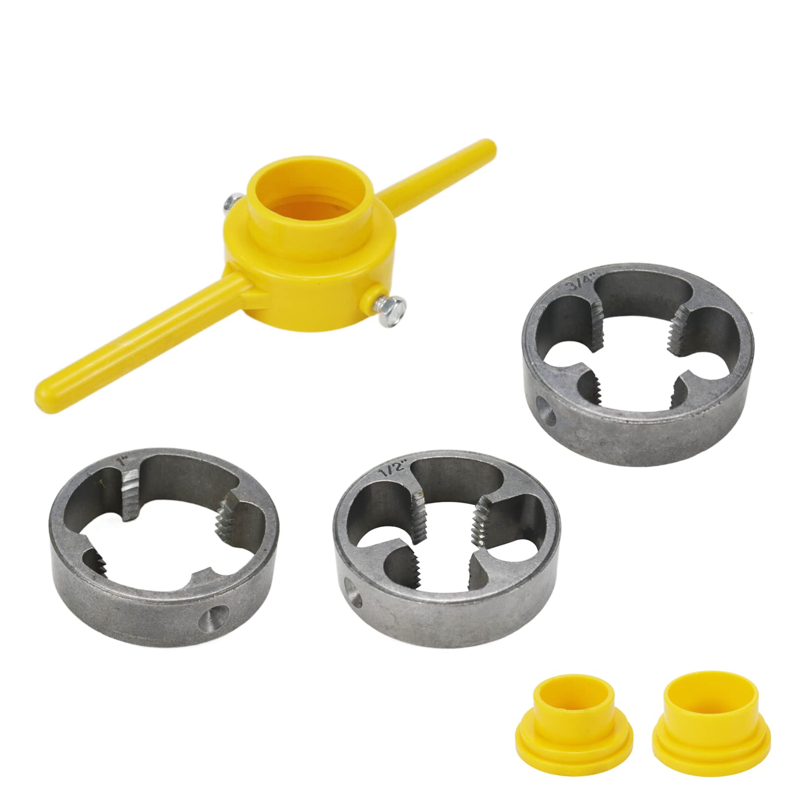 6 Pcs PVC Pipe Threader Tool Kit - Round Pipe Die Set with 3 Dies (1/2