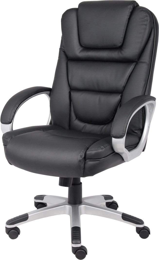 Premium Boss B8601 Executive LeatherPlus Office Chair - Ergonomic Fully Assembled High Back Desk Chair for Home & Business Use - Ideal for Long Hours of Comfortable Sitting