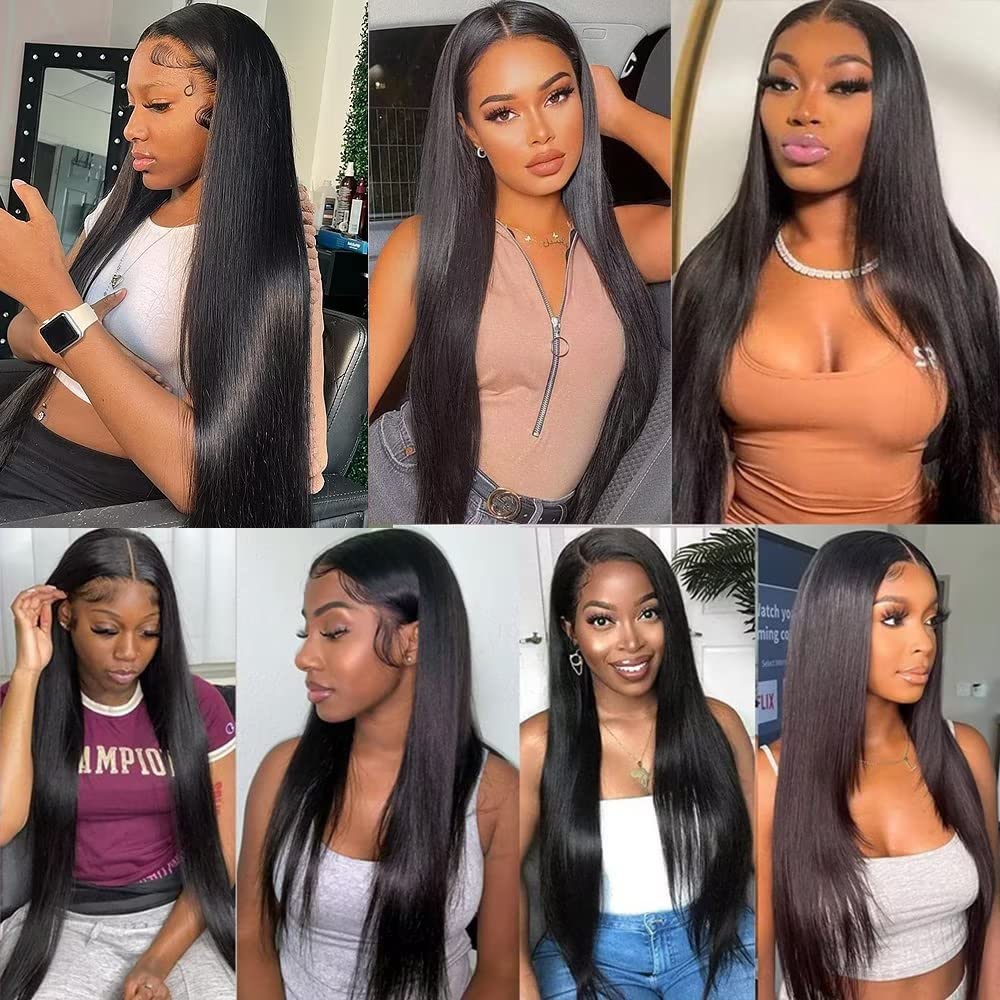 Lemoda 200 Density 13x6 Straight Full Lace Frontal Wigs Human Hair HD Transparent Lace Wig Pre Plucked Straight Lace Front Wigs for Black Women - 24 Inch Natural Color | Perfect for Daily Wear, Parties, Weddings & Special Occasions