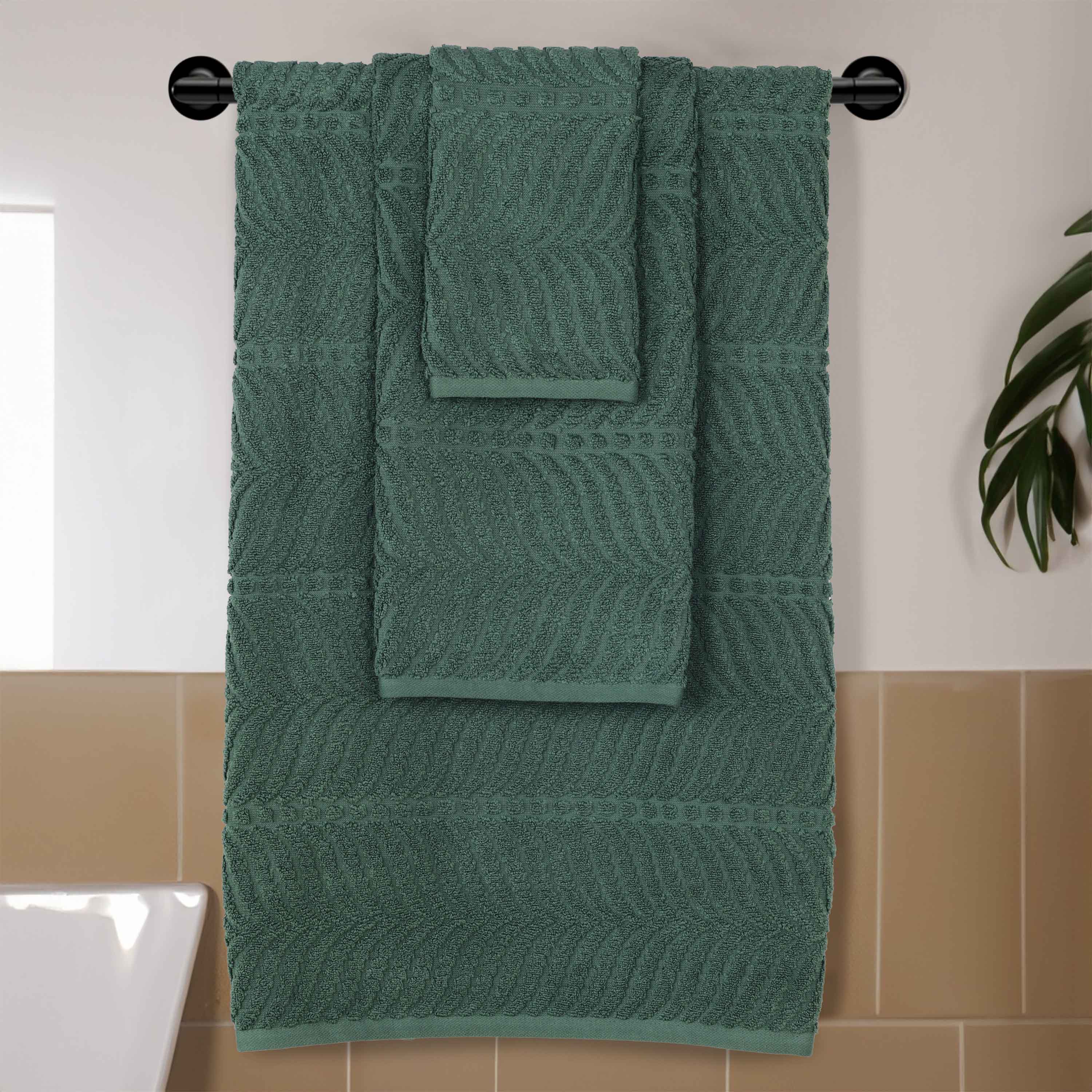 Premium Zero Twist Cotton Jacquard Towel Set - 3 Piece Luxury Bath Towels with Elegant Chevron Pattern for Spa, Bathroom & Guest Use
