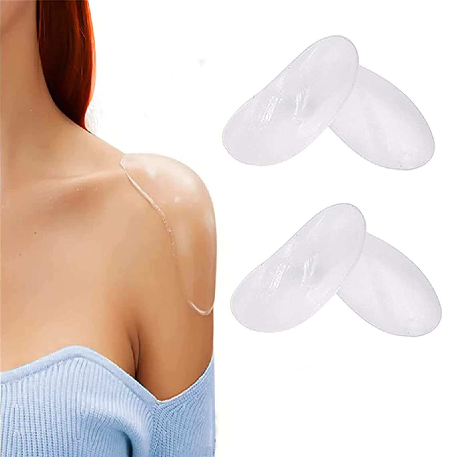 TGSEJTO 2 Pairs Soft Silicone Shoulder Pads - Anti-Slip Adhesive Push-Up Pads for Women & Men, Breathable Invisible Shoulder Support, Reusable Comfort for Dresses, Tops & Costumes (Transparent) - Perfect for Weddings, Parties & Daily Wear