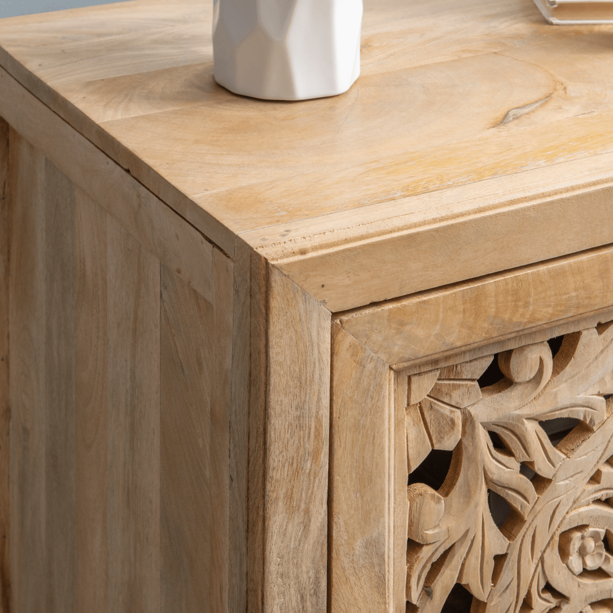 Hand Carved Wooden Cabinet - Handmade Indian Design Solid Wood Furniture for Living Room, Bedroom & Home Decor | Traditional Storage Solution for Home Organization
