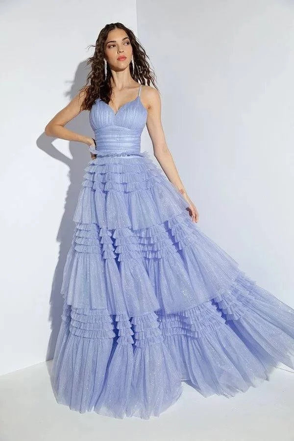 Eureka 9888 Ruched Shimmering Tulle Corset Dress for Women - Elegant Evening Gown for Prom, Wedding, Party & Special Occasions