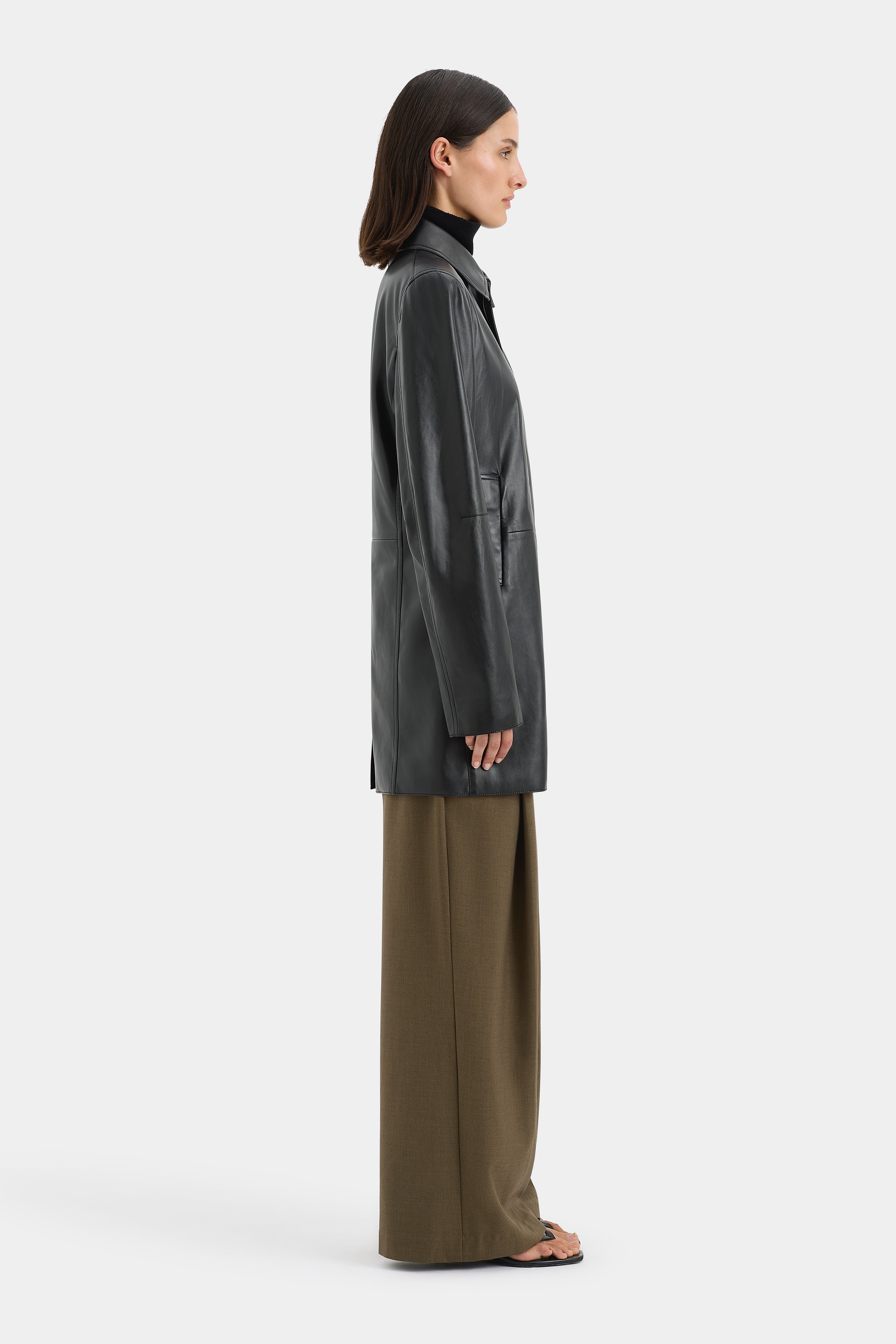 Brera Coat for Women - Classic Black Wool Blend Trench Coat with Belt | Perfect for Office, Business, and Formal Occasions