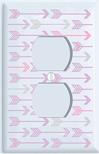 Pink and Purple Arrow Print Outlet Covers - Woodland Nursery Wall Decor for Baby Girls - Arrow-Themed Electrical Outlet Safety Plates - Perfect for Nursery, Kids Room, and Baby Shower Decorations