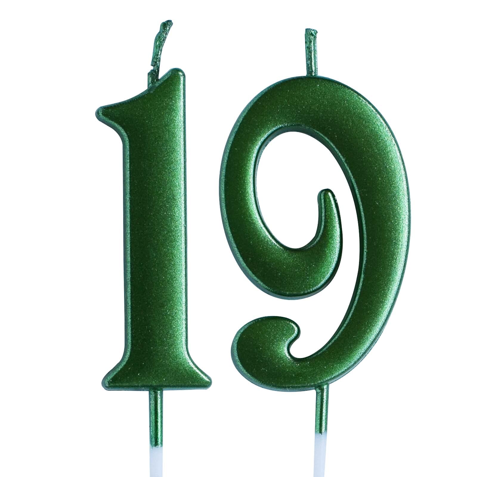 19th Birthday Candle - Green Number 19 Cake Topper for Boys & Girls | Party Decorations & Supplies | Perfect for Birthday Cakes, Celebrations & Milestone Parties