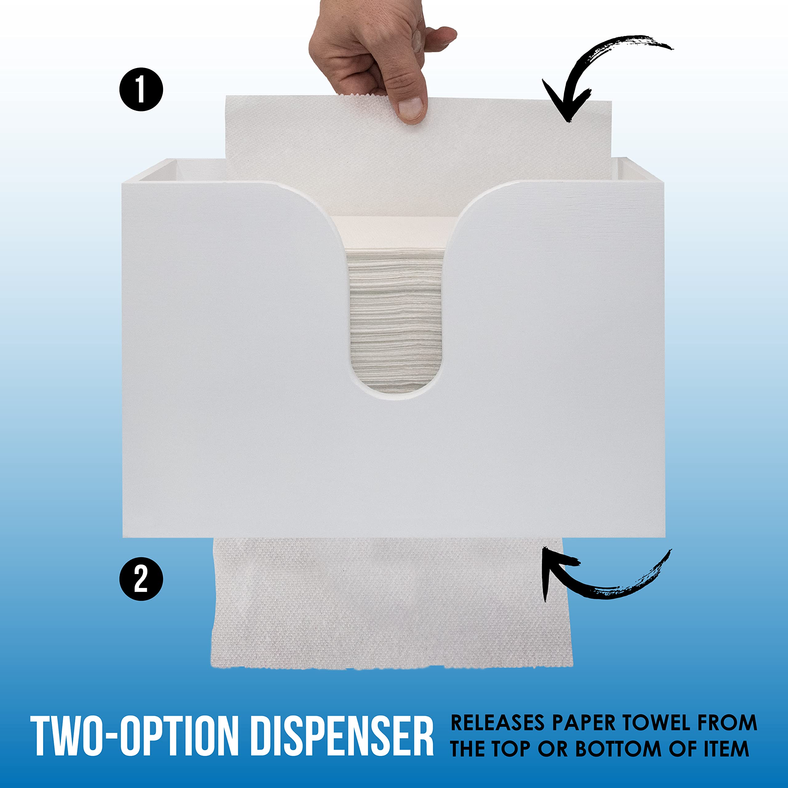 Eco-Friendly Bamboo Paper Towel Dispenser - Wall Mount & Countertop Kitchen & Bathroom Organizer - Holds Multifold, C-Fold & Trifold Paper Towels - Perfect for Home, Office & Restaurant Use