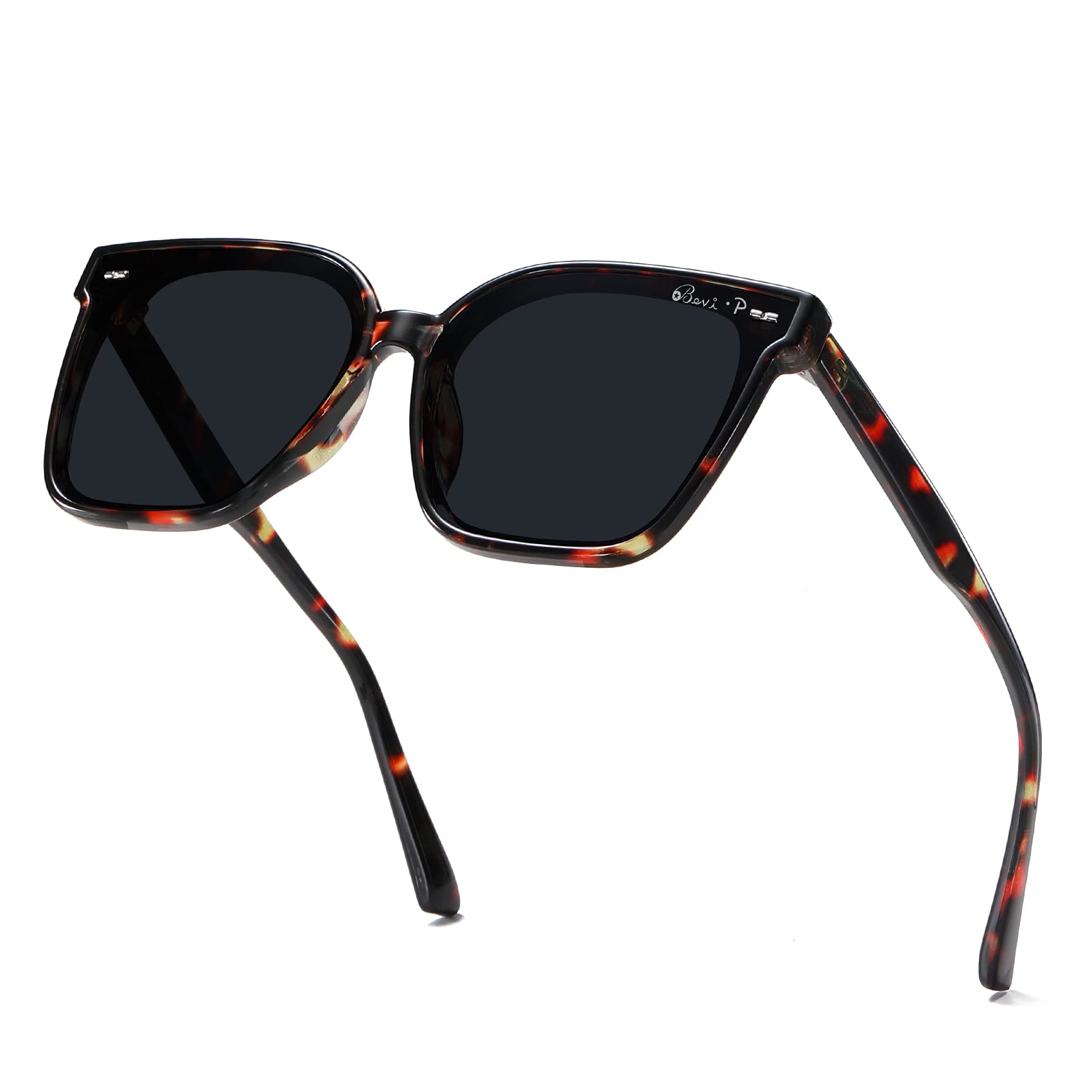 Bevi Square Polarized Sunglasses UV 400 Protection - Retro Vintage Unisex Sunglasses for Women & Men - Perfect for Driving, Beach, and Outdoor Activities