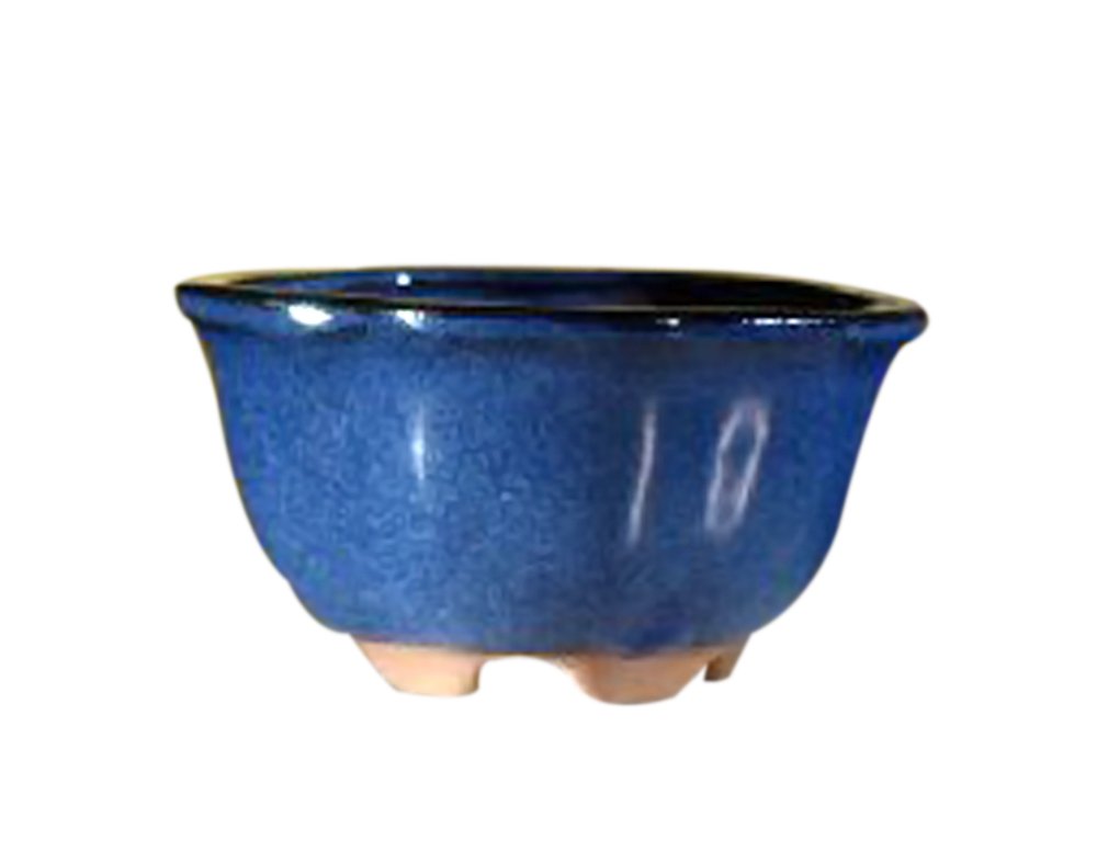Blue Glazed Ceramic Bonsai Pot - Round 5