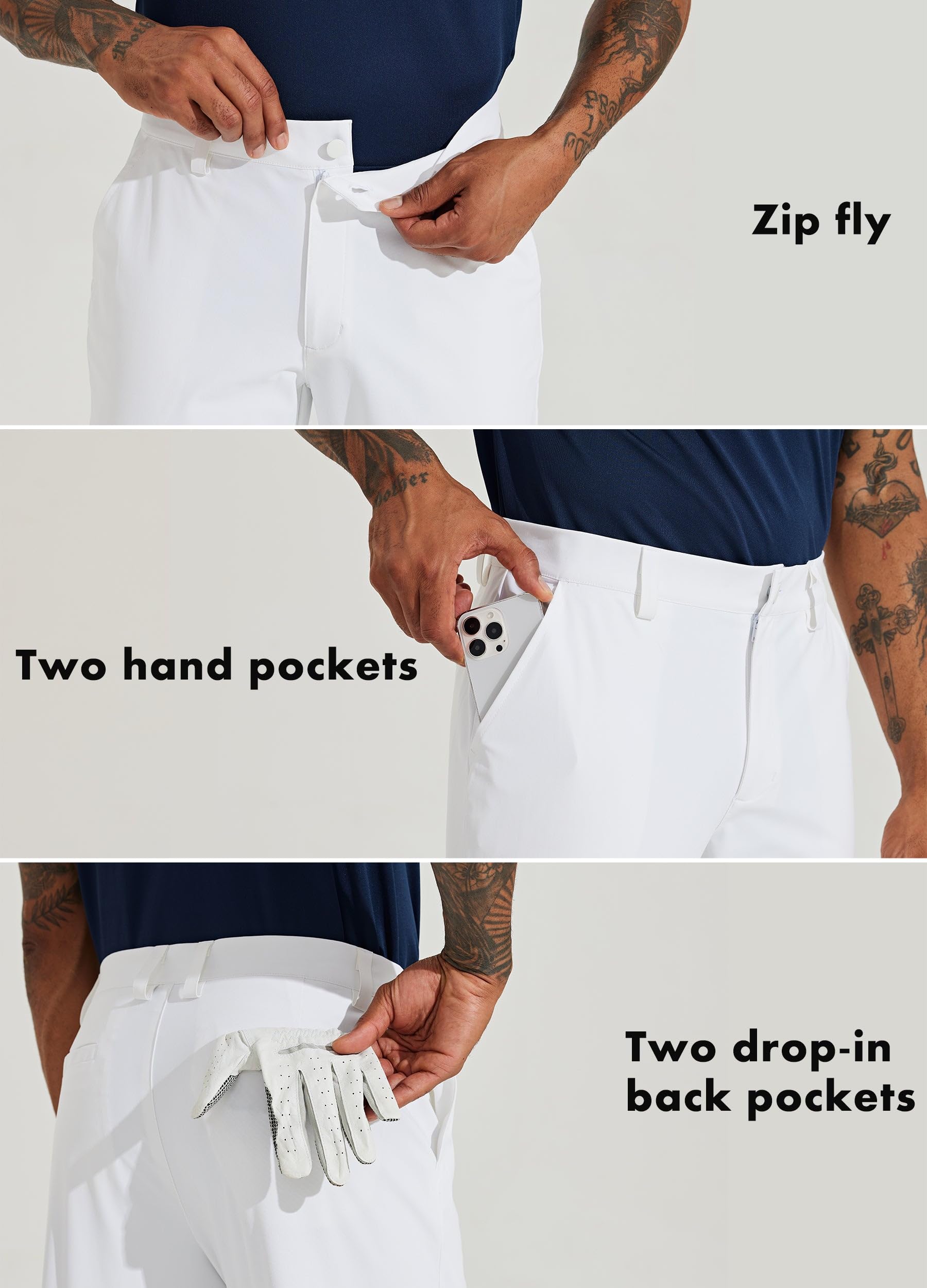 Willit Men's Stretch Golf Pants - Slim Fit Quick Dry Dress Pants for Work & Casual Wear with Pockets (30