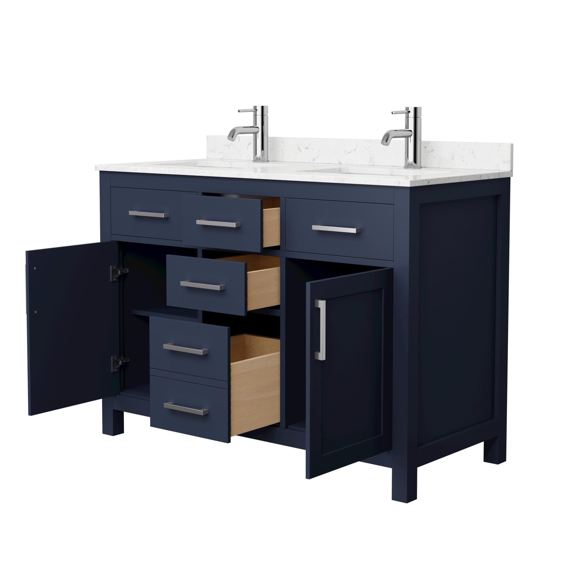 Wyndham Collection WCG242448DBNCCUNSMXX Beckett Vanity Set - Dark Blue Bathroom Vanity with Sink & Mirror | Perfect for Modern & Traditional Bathroom Decor