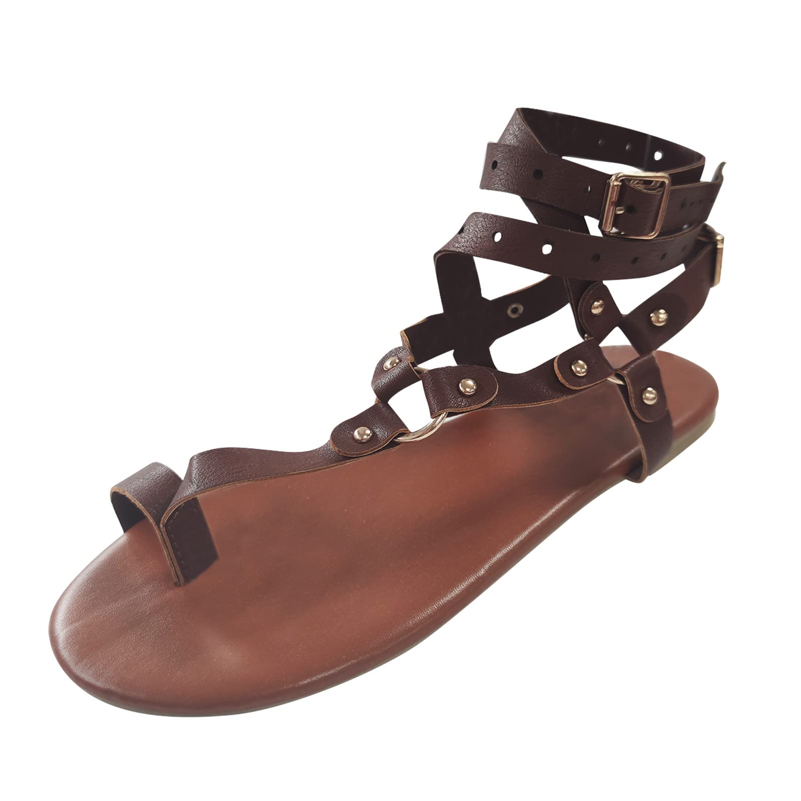 Women's Button Strap Flat Sandals - Comfortable Open Toe Dressy Shoes for Casual Outings & Summer Wear