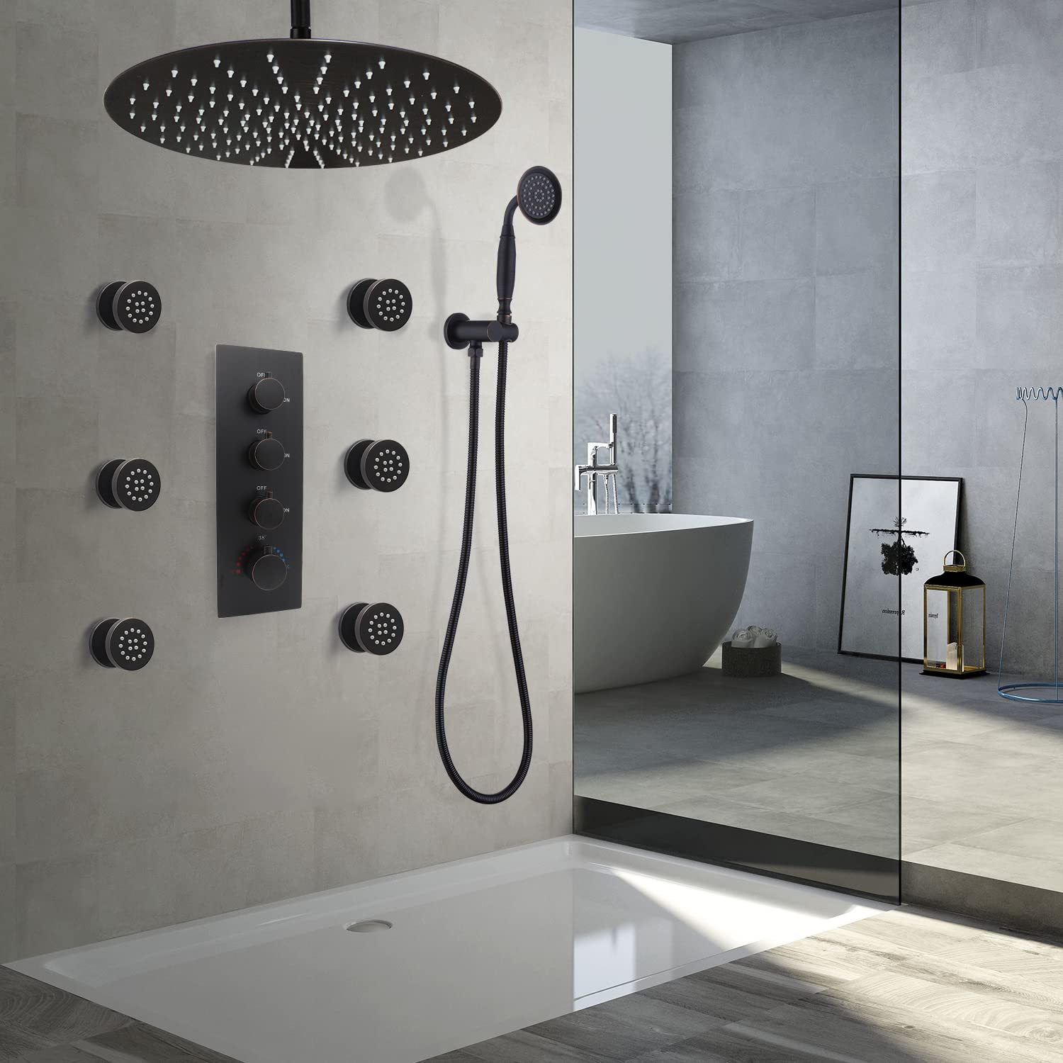 HOMEDEC 2 Inch Round Brass Showerhead - 6 Pack Oil Rubbed Bronze Wall Mount Shower Jets for Spa Massage & Body Spray - Perfect for Bathroom Renovation & Luxury Shower Experience