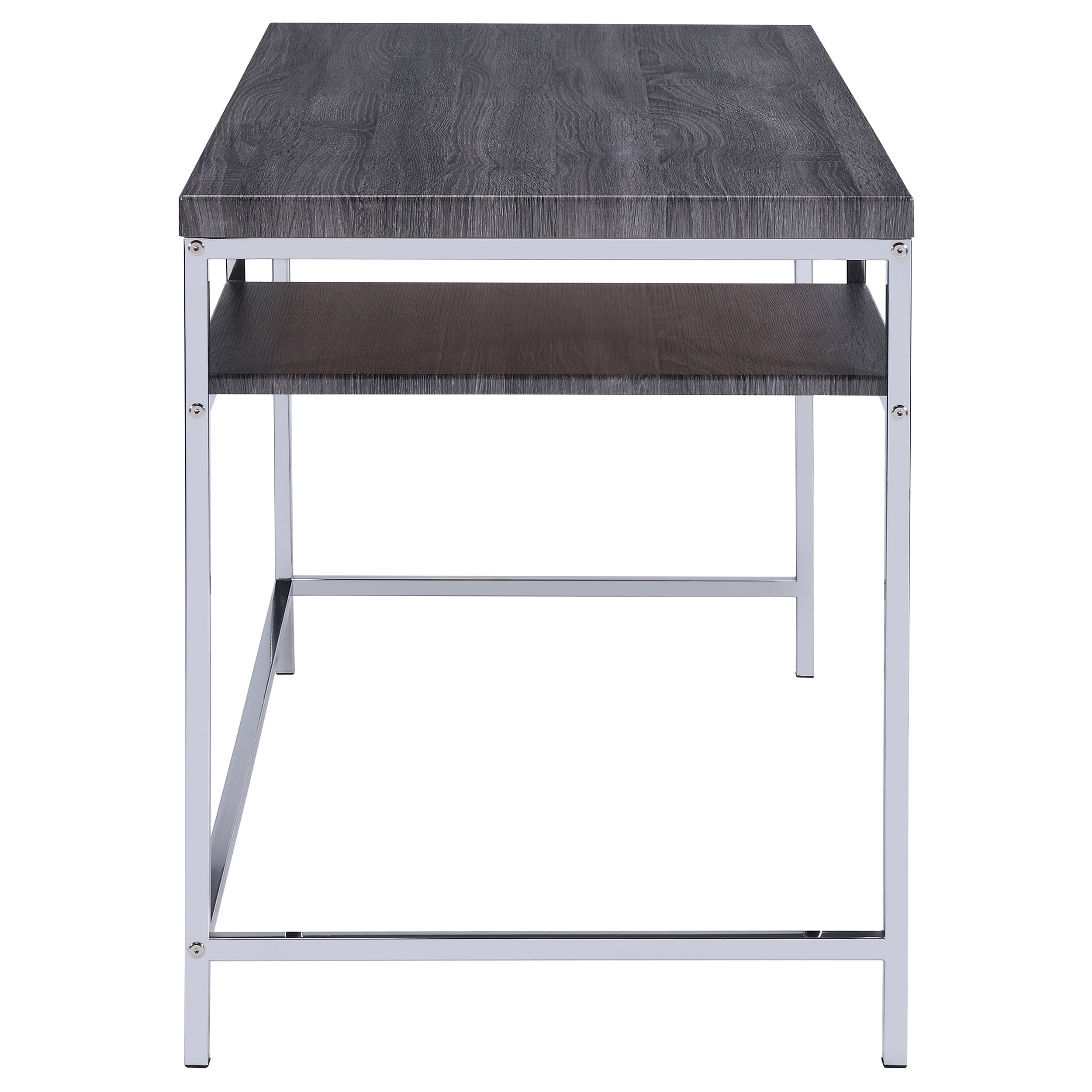 Modern Weathered Grey Writing Desk with Shelf - 47