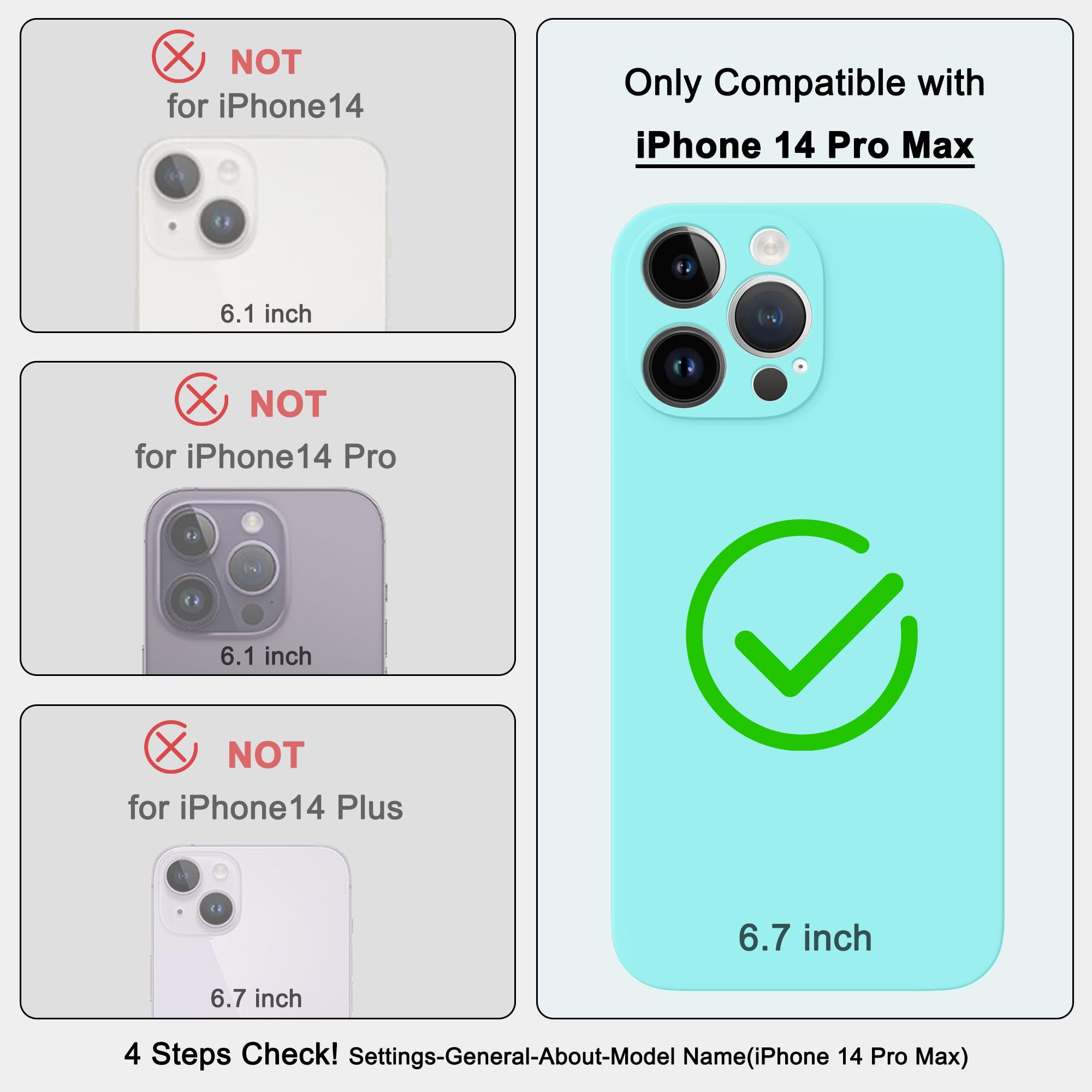 Premium Shockproof Silicone Case for iPhone 14 Pro Max (6.7 Inch) - Ice Blue Soft Protective Cover with Microfiber Lining | Full Body Protection for Work, Travel & Everyday Use