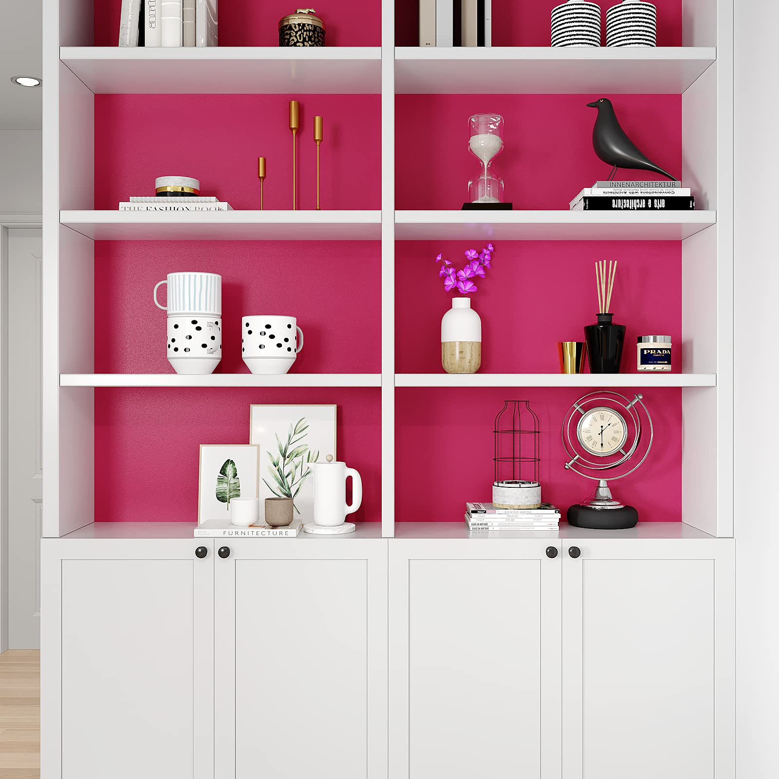 VEELIKE 15.7''x354'' Magenta Pink Peel and Stick Wallpaper - Self-Adhesive Vinyl Contact Paper for Cabinets, Shelves & Walls - Removable Decorative Wallpaper for Girls Bedroom, Nursery & Furniture - Easy DIY Home Decor Upgrade