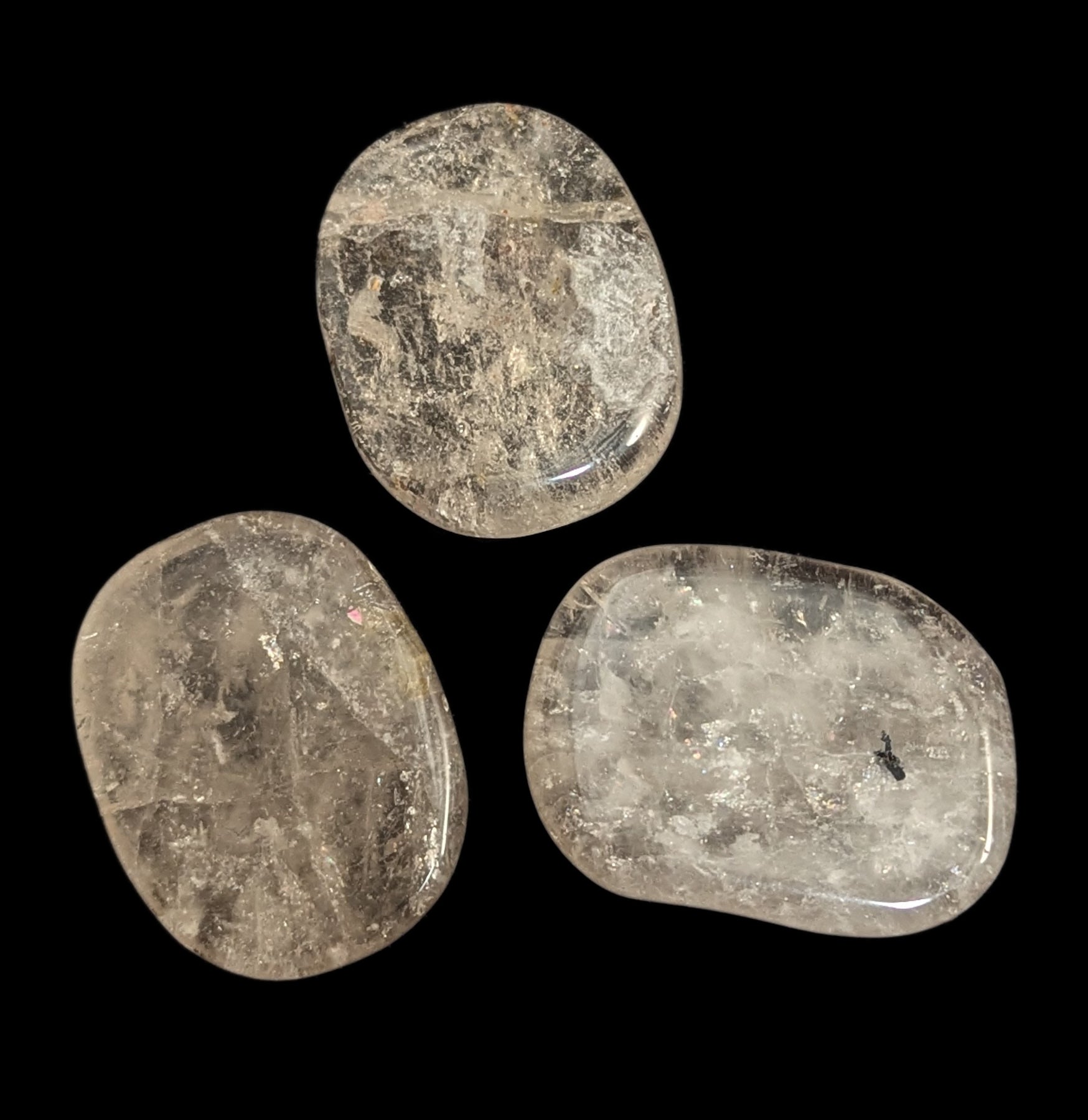 Smokey Quartz Flat Palm Stone - Natural Healing Crystal for Stress Relief & Meditation - Perfect for Yoga, Reiki & Spiritual Practices