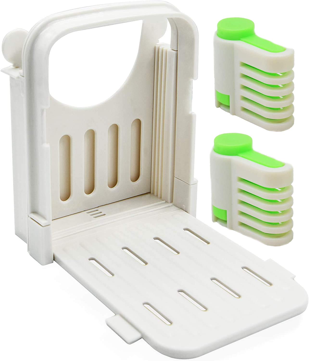 2-in-1 Adjustable Bread Slicer & Cake Cutter - Folding Sandwich Toast Slicing Machine with Thickness Control (Green) | Perfect for Home Baking, Meal Prep & Party Food Presentation