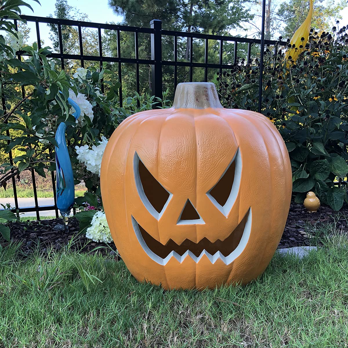 LED Light Up Halloween Jack o'Lantern Pumpkin Decorations - Set of 5 Indoor/Outdoor Lighted Pumpkins with Warm White Bulbs - Perfect for Porch, Yard, Party & Fall Festival Decor