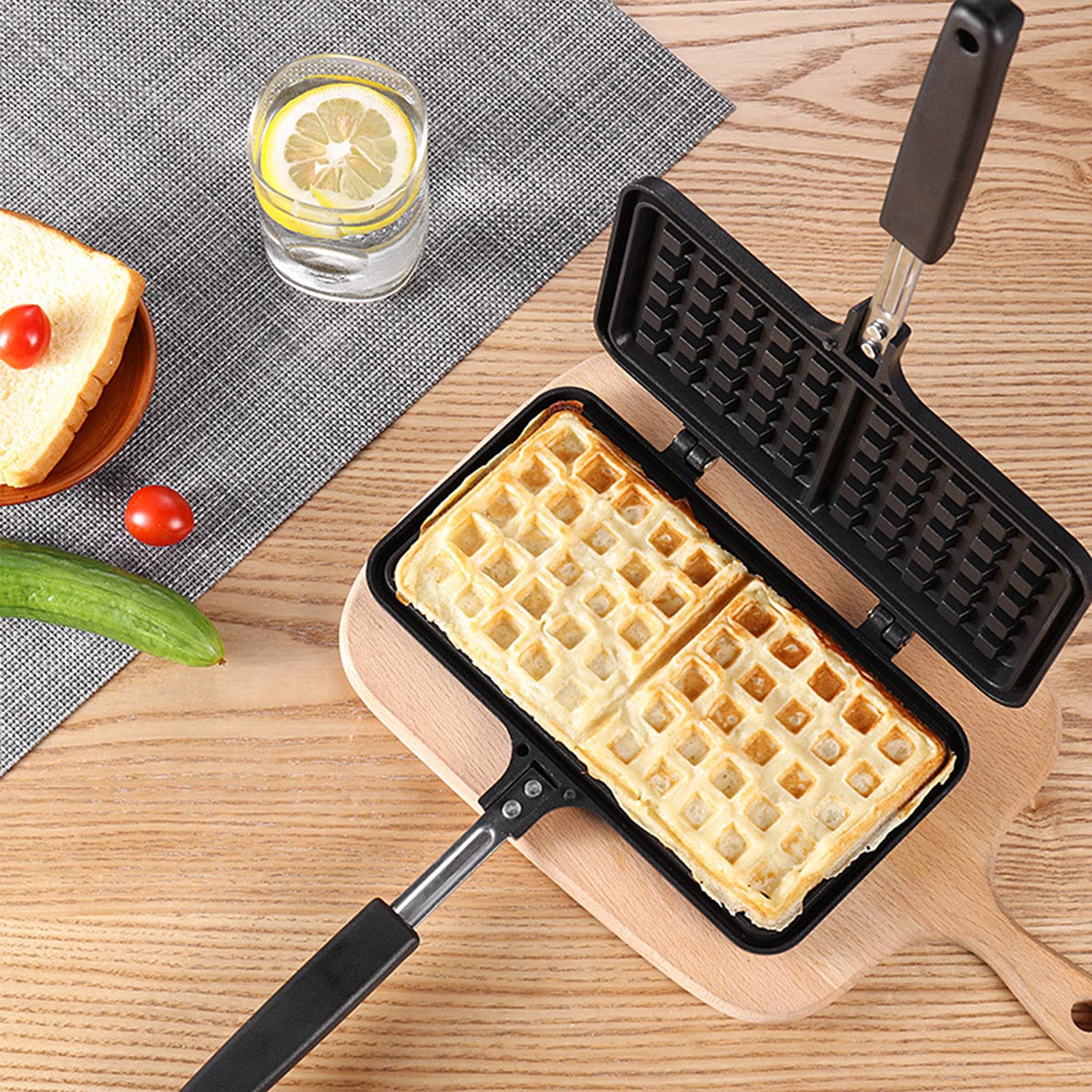 Alvinlite Non-Stick Belgian Waffle Maker - 8.1X4.3in Stovetop Waffle Iron with Easy Clean Surface - Perfect for Breakfast, Snacks & Desserts - Ideal for Camping, Picnics & Family Gatherings