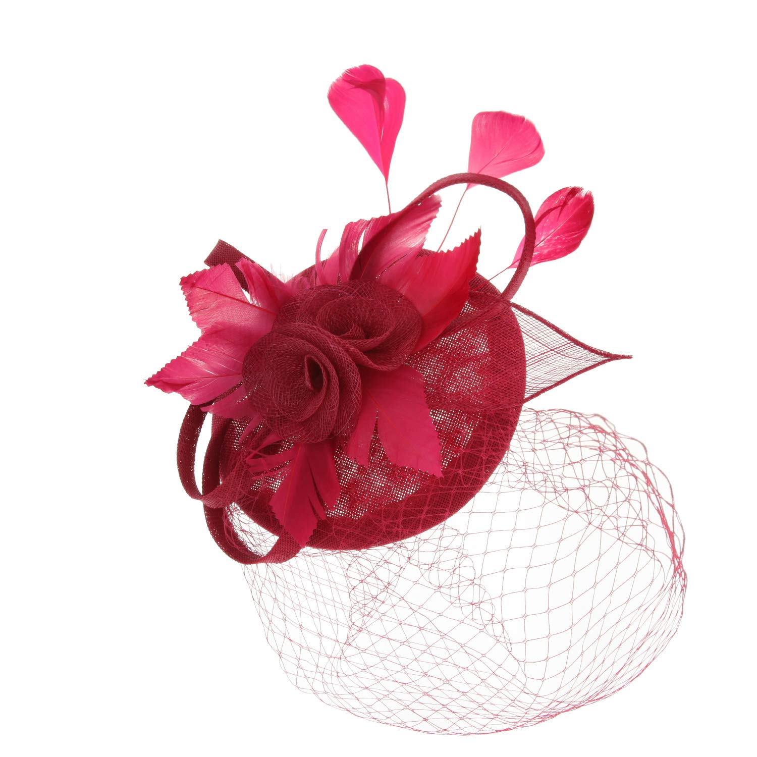 Elegant Sinamay Rose Feather Bow Fascinator Headpiece - Perfect for Weddings, Tea Parties, and Royal Ascot Events