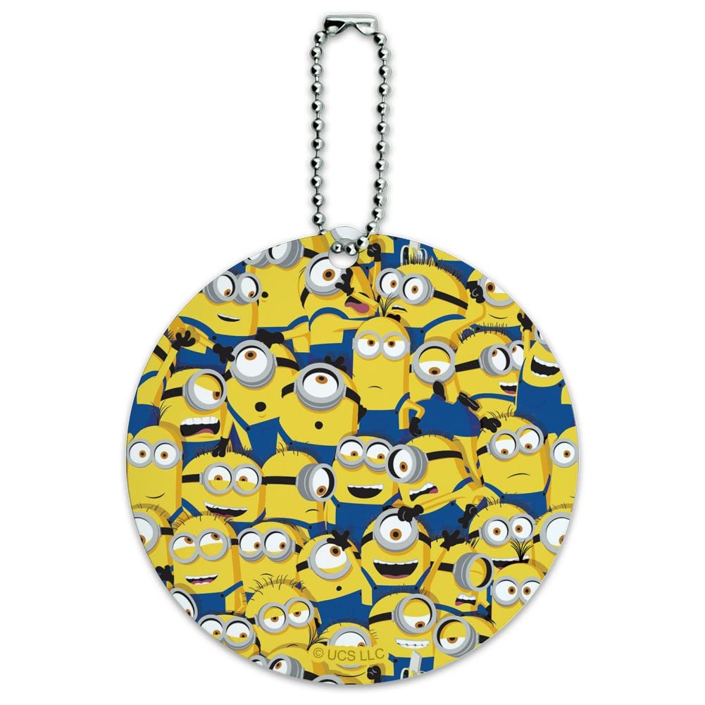 Minions Luggage Tag - Round Collage Minion ID Tag for Suitcase & Carry-On Bags - Perfect for Travel, Vacation & Kids' Backpacks