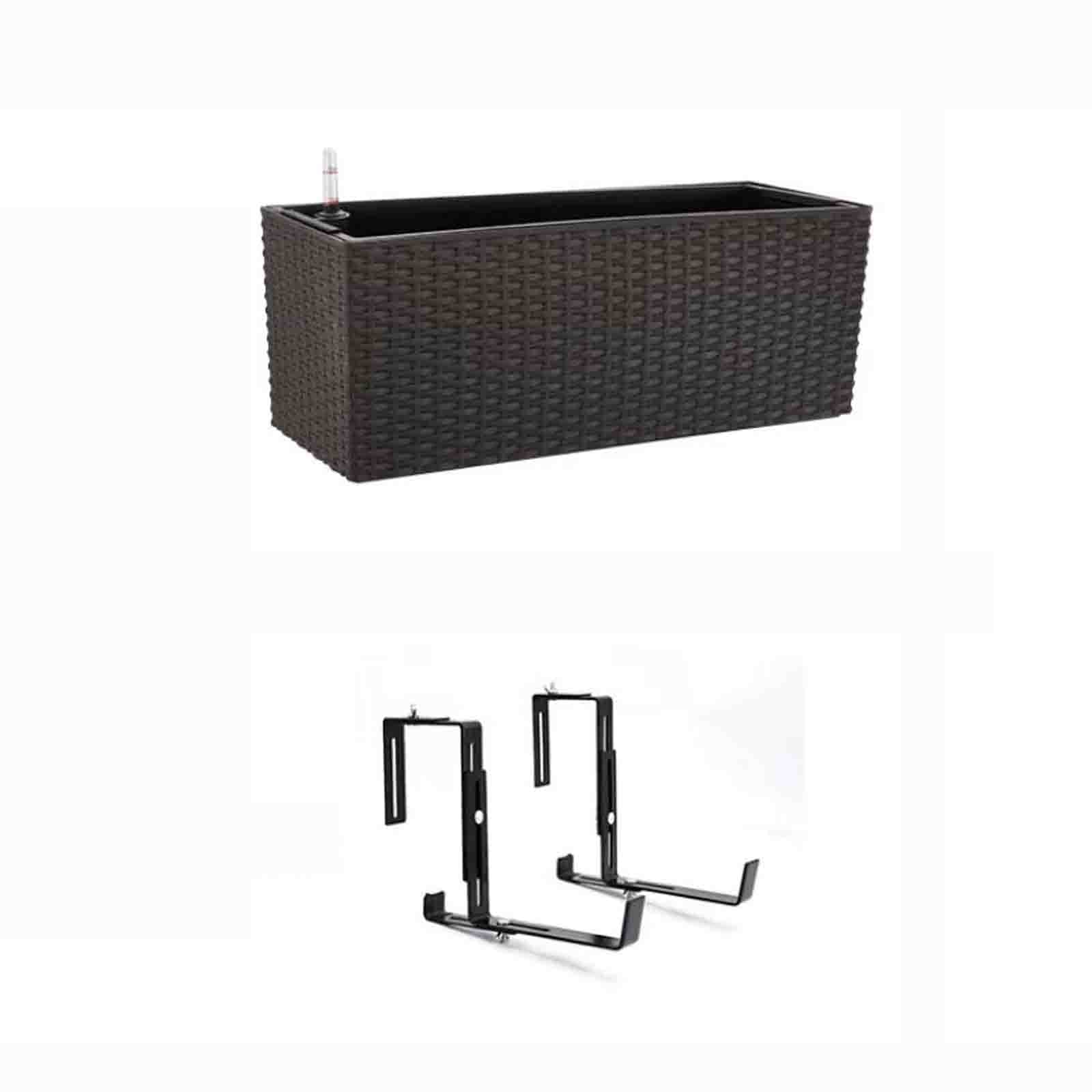 ASUMUI Self-Watering Planter Box - 50x19x19cm Rectangular Vegetable & Flower Pot - Brown - Ideal for Indoor Herb Garden, Balcony Planting, and Home Decor