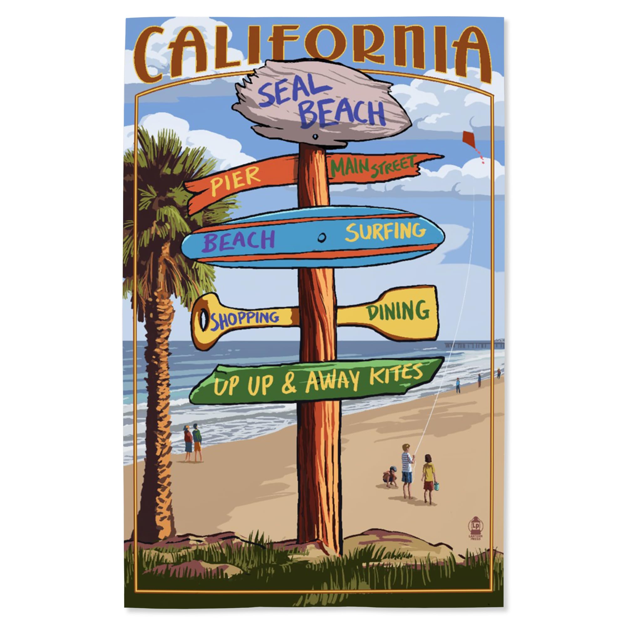 Lantern Press 16x24 Inch Giclee Print - Seal Beach California Destination Sign Wall Art - Perfect for Coastal Home Decor & Beach House Living Room