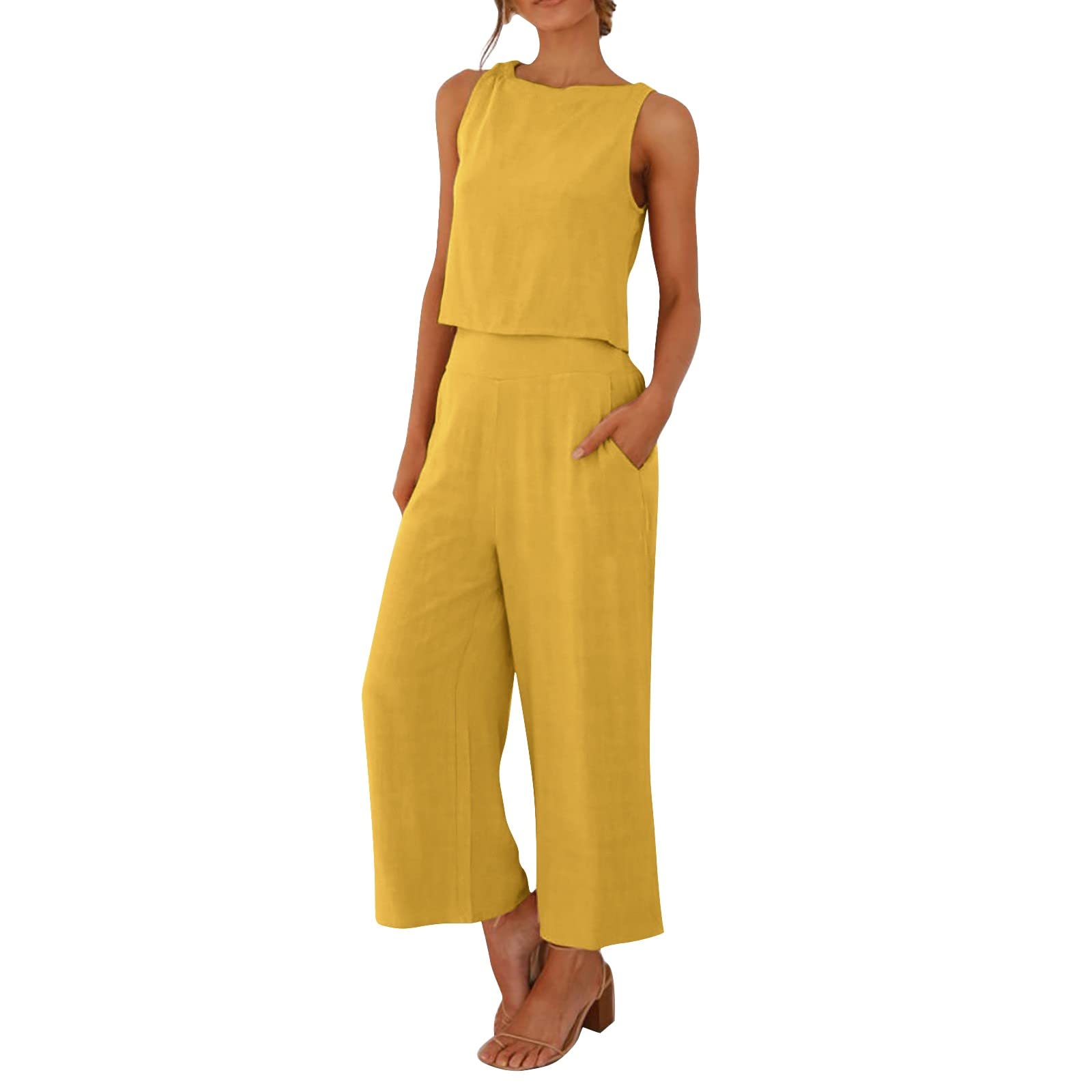 Women's Solid Color Suit Set - Comfortable Vest & Long Pants Two-Piece Outfit for Work, Office & Business Attire | Professional Women's Clothing for Formal Occasions & Career Wear