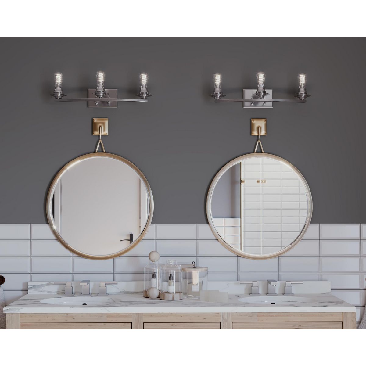 Modern 3-Light Bathroom Vanity Light Fixture - Elegant Dimmable LED Lighting for Bathroom, Powder Room & Dressing Area