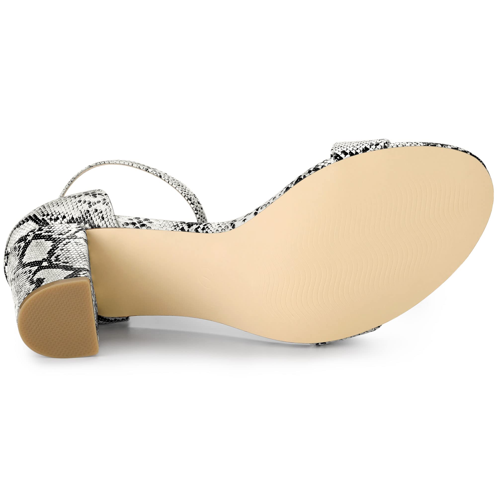 Allegra K Women's Chunky Heel Ankle Strap Sandals - Fashion Snakeskin Print High Heels for Women | Perfect for Parties, Weddings & Evening Events
