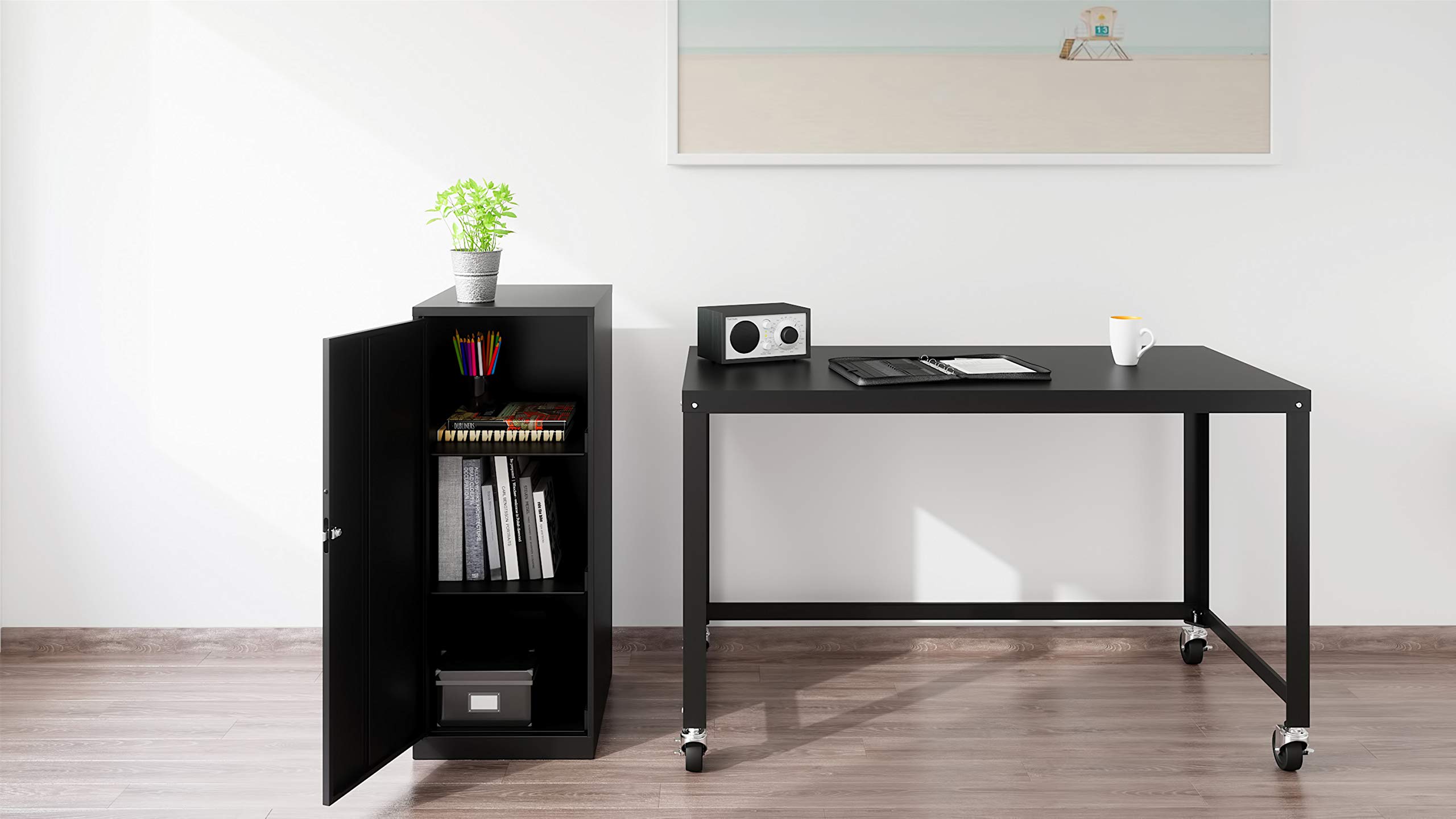 3-Tier Locking Storage Cabinet for Home & Office - Charcoal Finish | Secure Organizer for Clothes, Toys, Books & More | Space-Saving Vertical Storage Solution