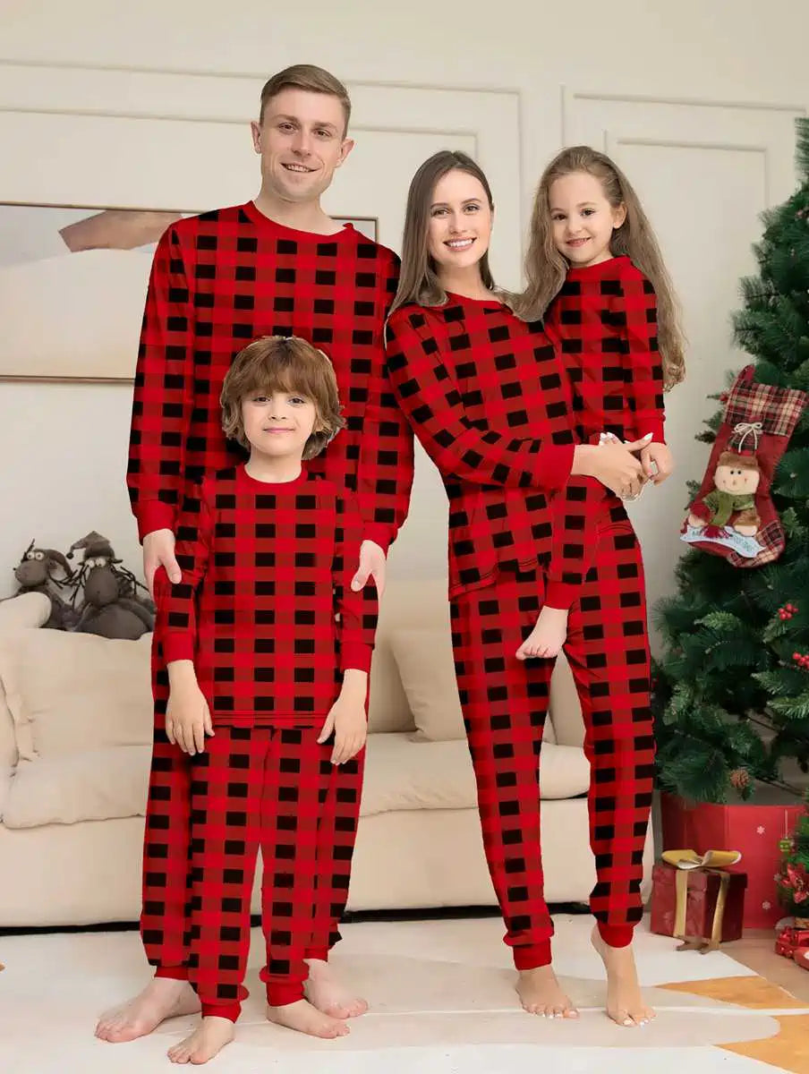 **Christmas Plaid Matching Family Pajamas Set - Cozy Holiday PJS for Family Photos & Festive Gatherings**