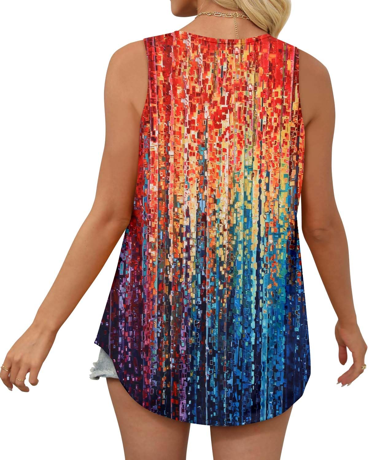 ROSELINLIN Women's Floral Sleeveless Tank Tops - Summer Tunic Tops for Casual Wear, Beach Outfits & Vacation Essentials | Lightweight & Comfortable Blouse for Women