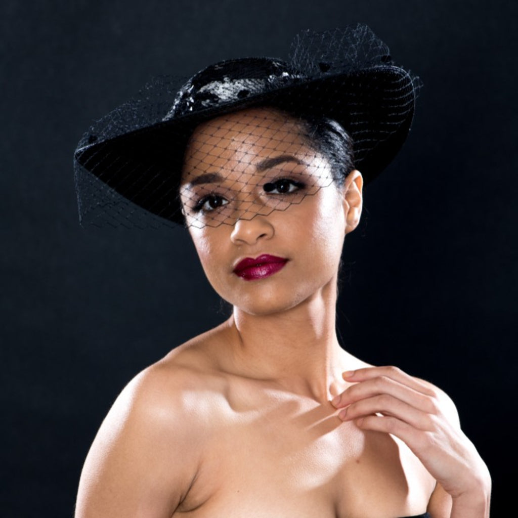 FH3330 Black Funeral Hat with Veil - Elegant Mourning Headwear for Women - Perfect for Funerals, Memorials & Formal Occasions