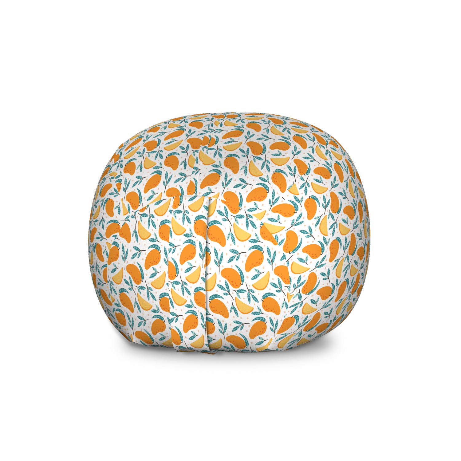 Ambesonne Fruit Storage Toy Bag Chair - Large Washable Stuffed Animal Organizer with Mango & Tropical Fruit Design, Marigold Petrol Blue - Perfect for Kids' Room, Playroom & Nursery Organization
