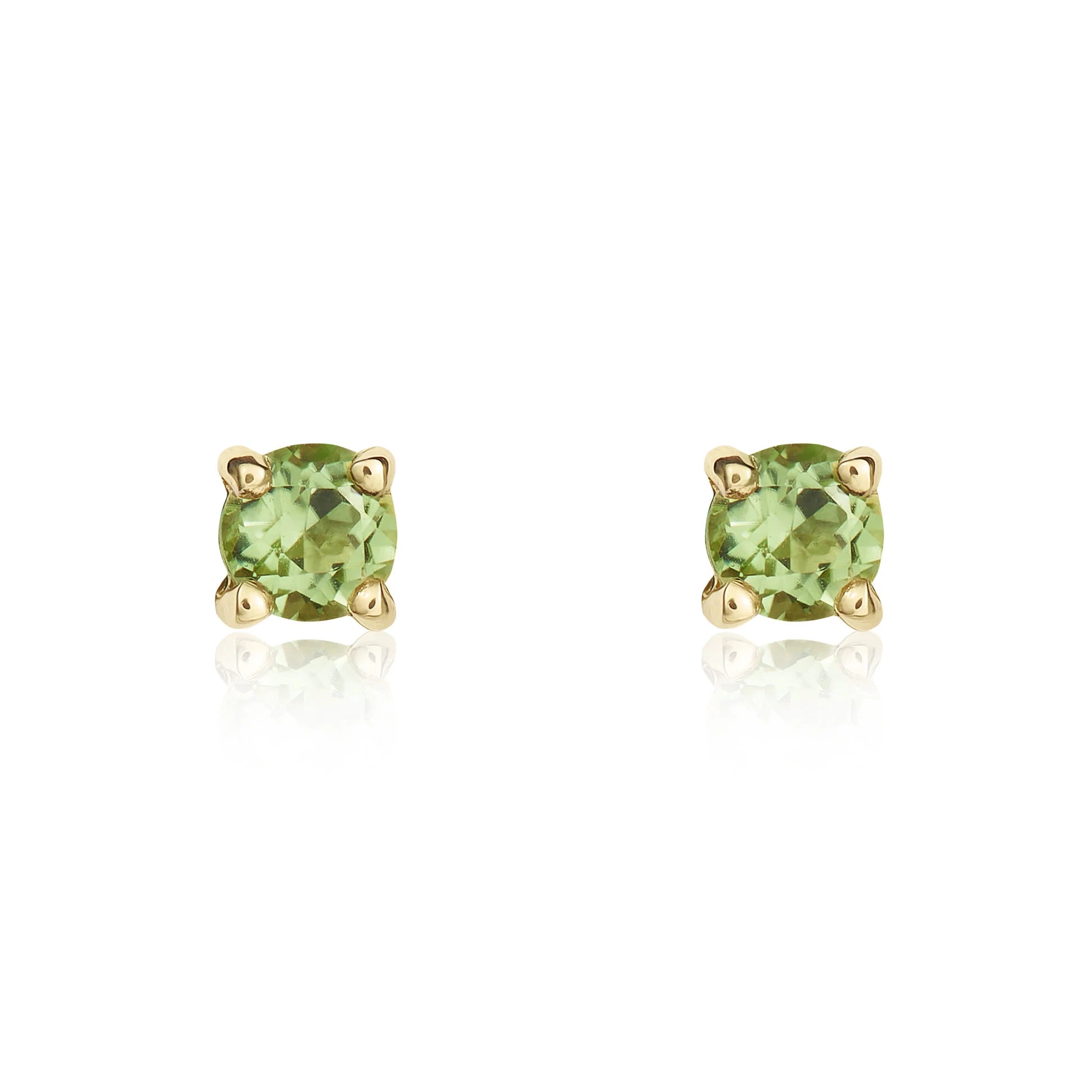9ct Yellow Gold Peridot 3mm Round 4 Claw Stud Earrings for Women - Dainty Everyday Jewelry Gift for Birthday, Anniversary & Special Occasions