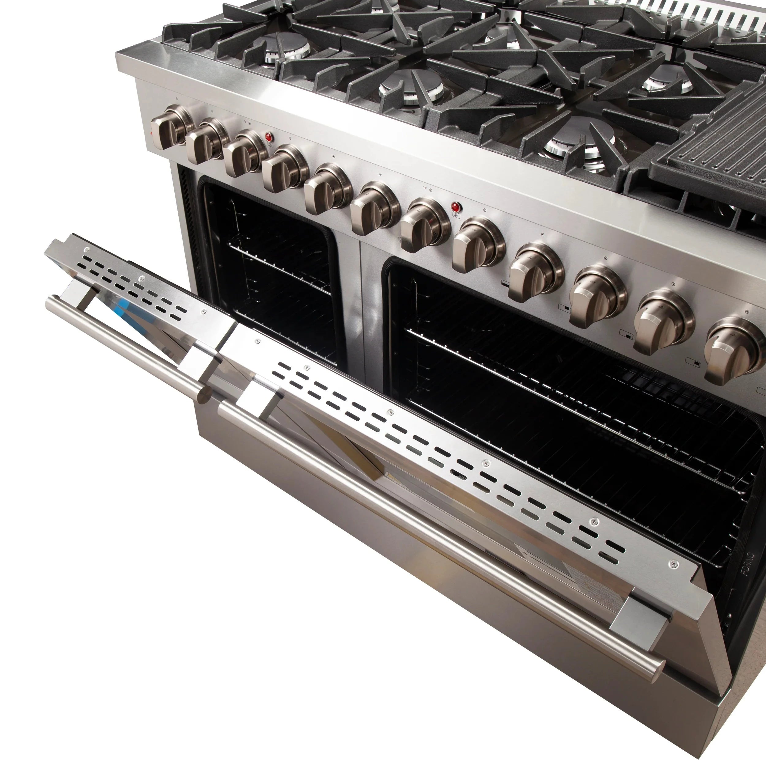**Forno 48-Inch Dual Fuel Range with Modern Grill Trim, Wall Mount Range Hood & 60-Inch Refrigerator - Premium Kitchen Appliance Package (FBDL 017 04CAUS) - Perfect for Modern Homes & Gourmet Cooking**
