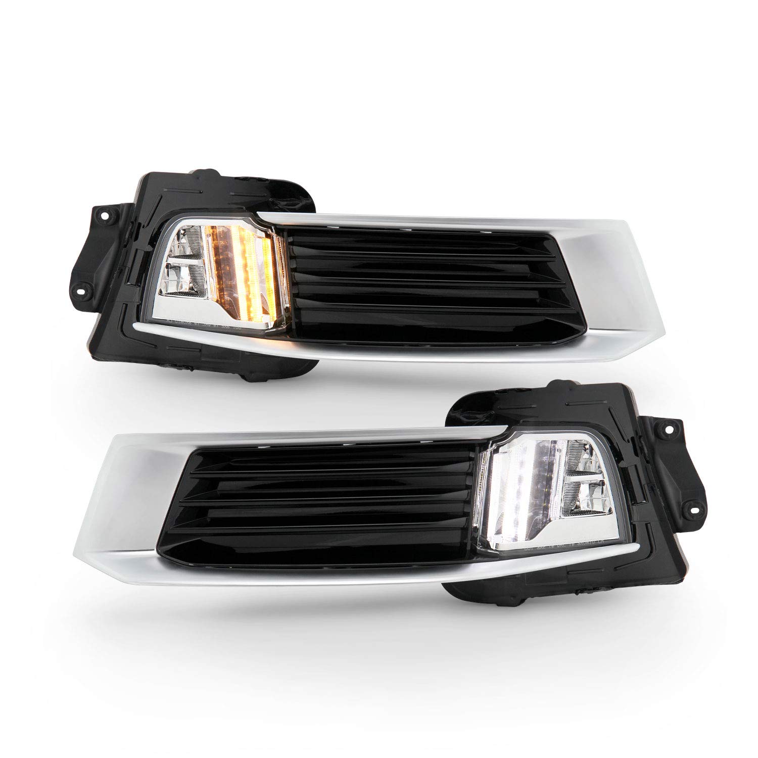 AKKON Switchback Bumper Signal Chrome Fog Lights for 2018-2019 Cadillac XTS (Non-DRL Model) - Left & Right Pair Replacement - Perfect for Night Driving & Enhanced Vehicle Visibility