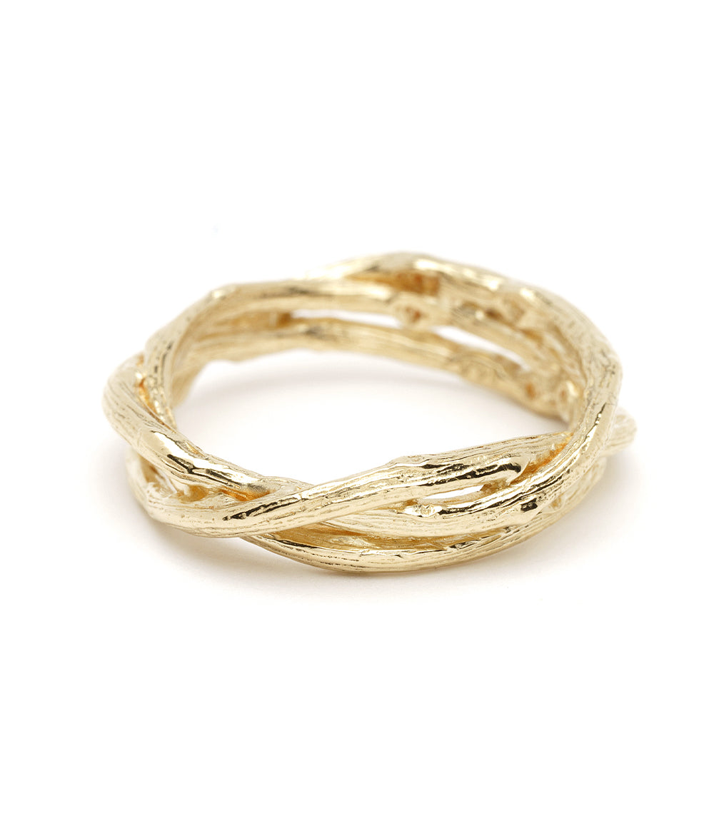 14K Gold Woven Branches Men's Wedding Band - Elegant & Durable Ring for Engagement, Anniversary & Special Occasions