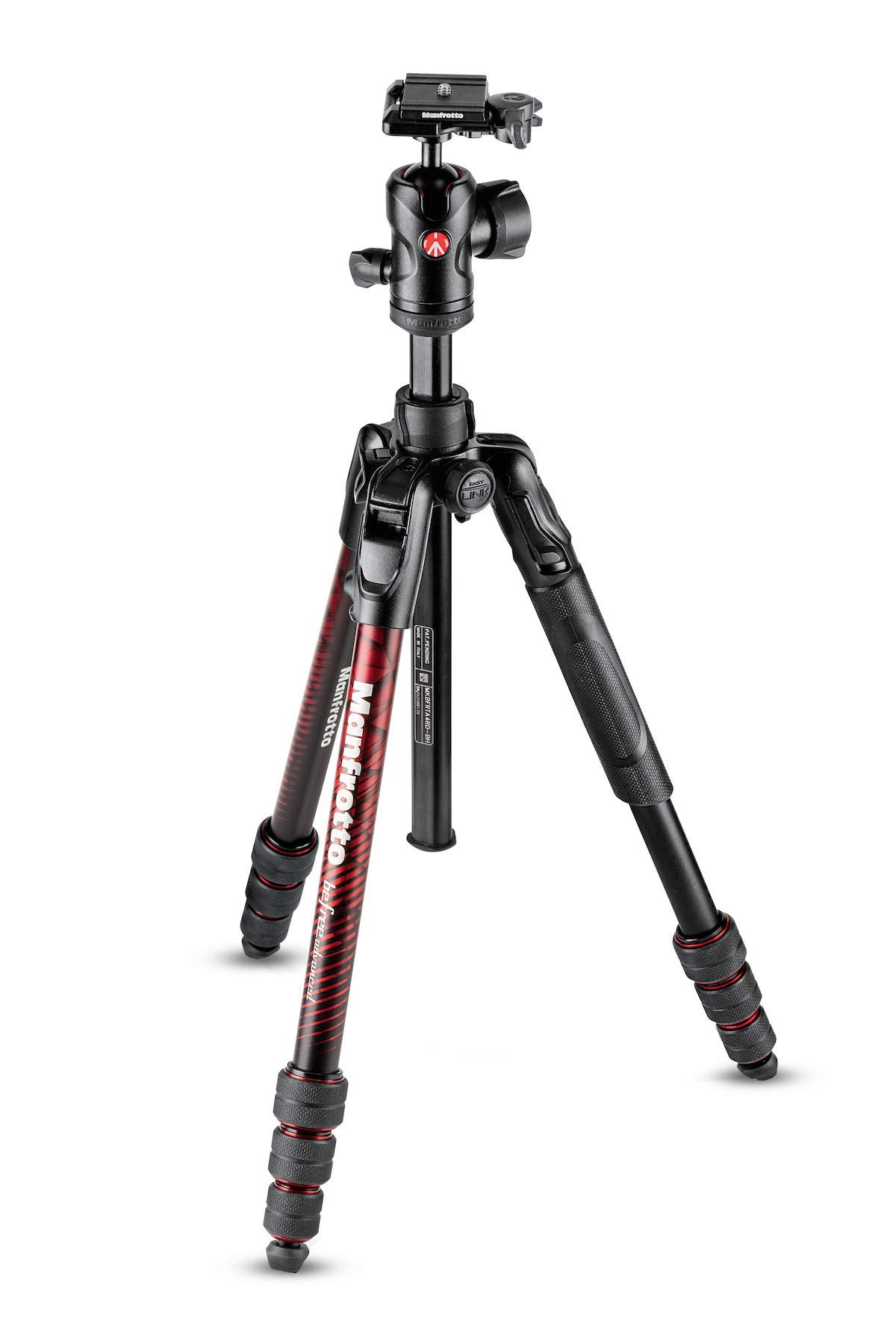 Manfrotto Befree Advanced Aluminum Tripod Kit with 4-Level Freehead Twist Lock - Red (MKBFRTA4RD-BH) | Professional Camera Tripod for Travel, Photography & Videography