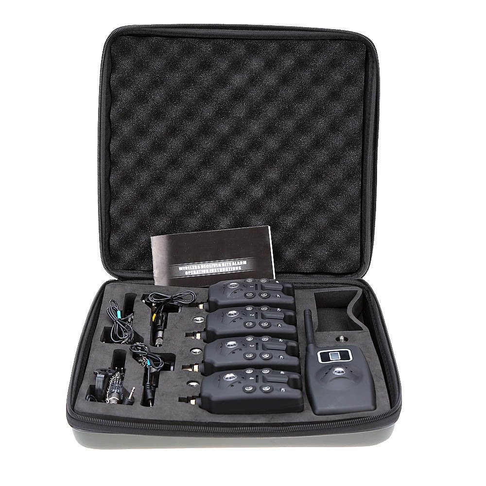 Lixada Wireless Digital Bite Alarms Kit - Fishing Alarm System with LED Lights, Sound Signal, Receiver & Swings | Portable Carrying Case Included | Ideal for Night Fishing, Carp Fishing & Bank Fishing