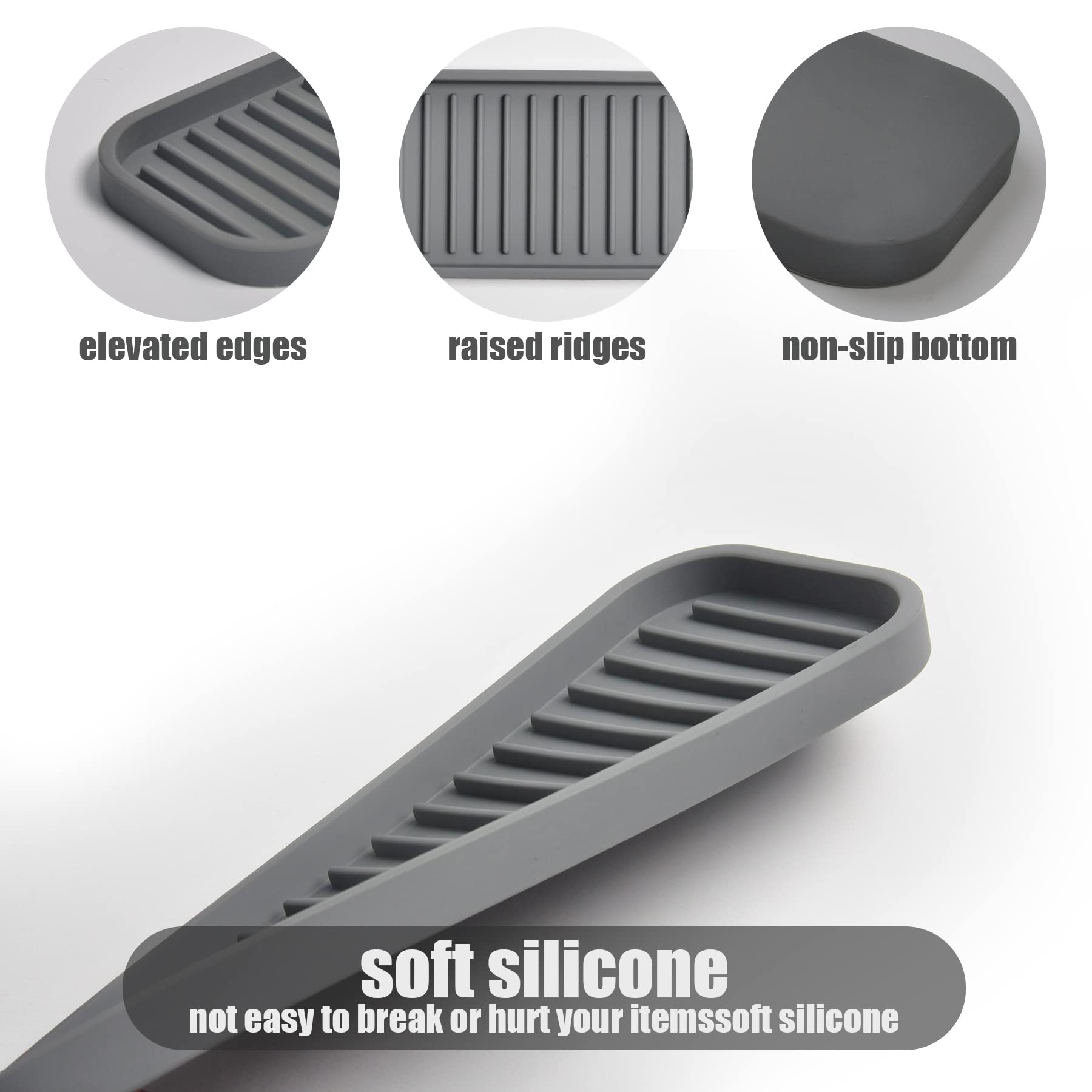 **Mofason Silicone Sponge Holder & Soap Tray - 2 Pack Gray Sink Organizer for Kitchen Cleaning | Durable, Non-Slip Sponge Rack for Sink Accessories (Perfect for Dish Soap & Scrub Storage)**