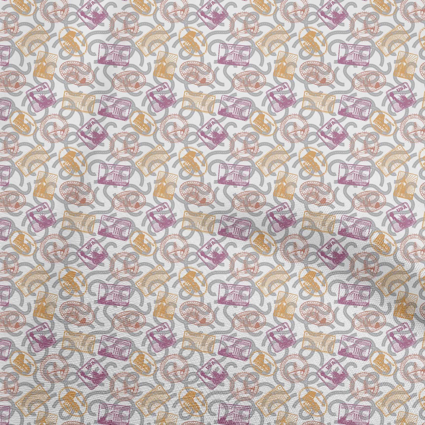 oneOone Polyester Spandex Orange Printed Fabric - 56 Inch Wide Craft Material for Sewing, DIY Projects & Travel Accessories | Perfect for Bags, Dresses & Home Decor