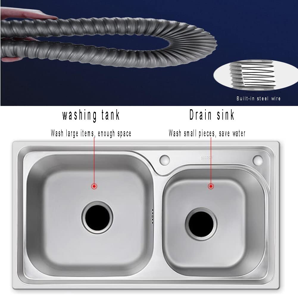 Stainless Steel Double Bowl Utility Sink with Stand, Faucet & Drain - 75x40x75cm Freestanding Kitchen Sink for Bar, Restaurant, Outdoor & Home Use - Silver-B Color